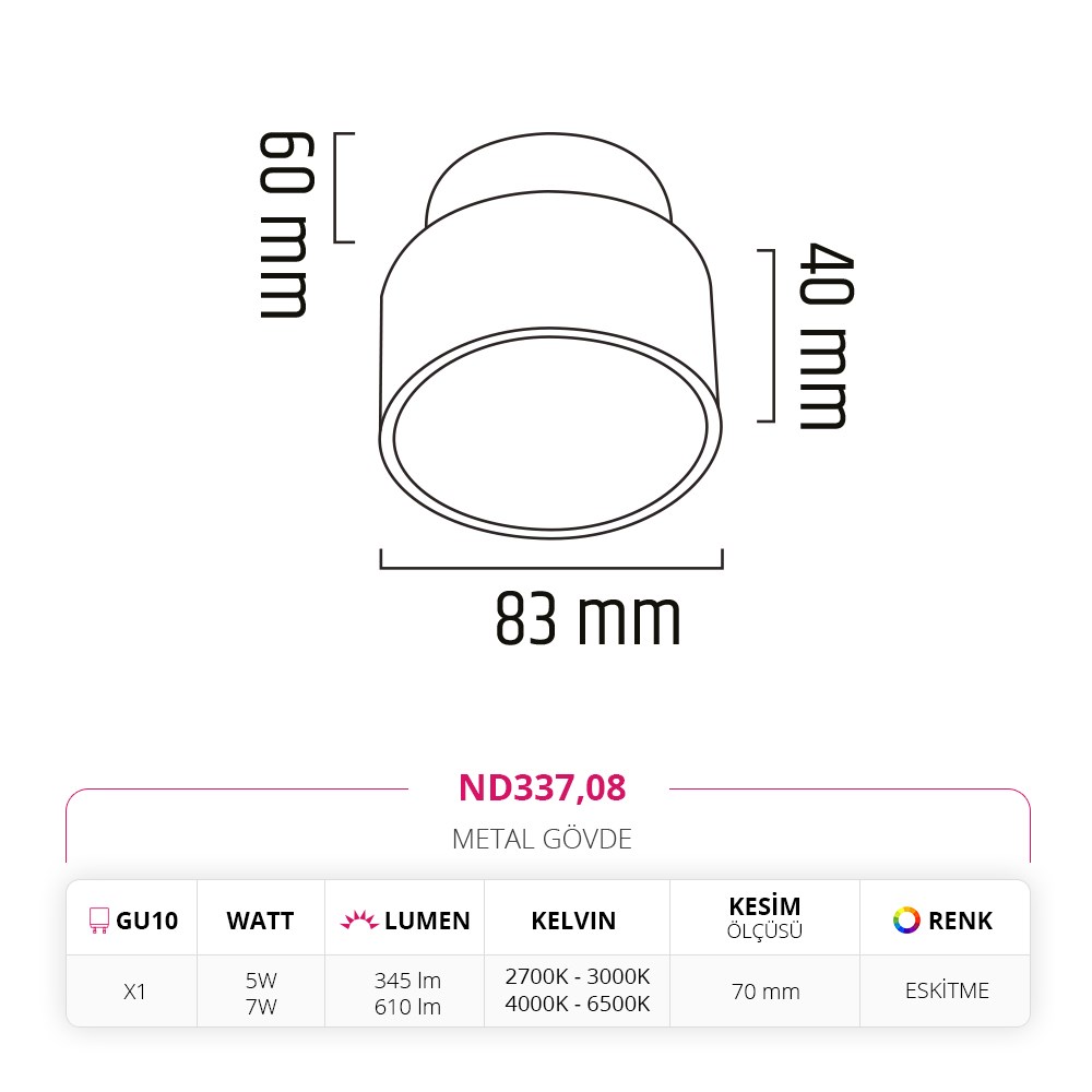 Nevo Sıva Altı Led Spot Eskitme  ND337