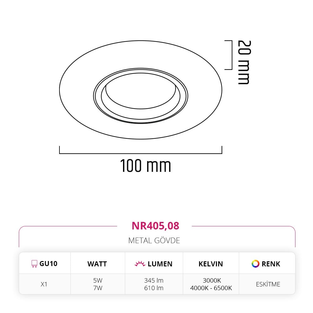 Nevo Sıva Altı LED Spot Eskitme ND405