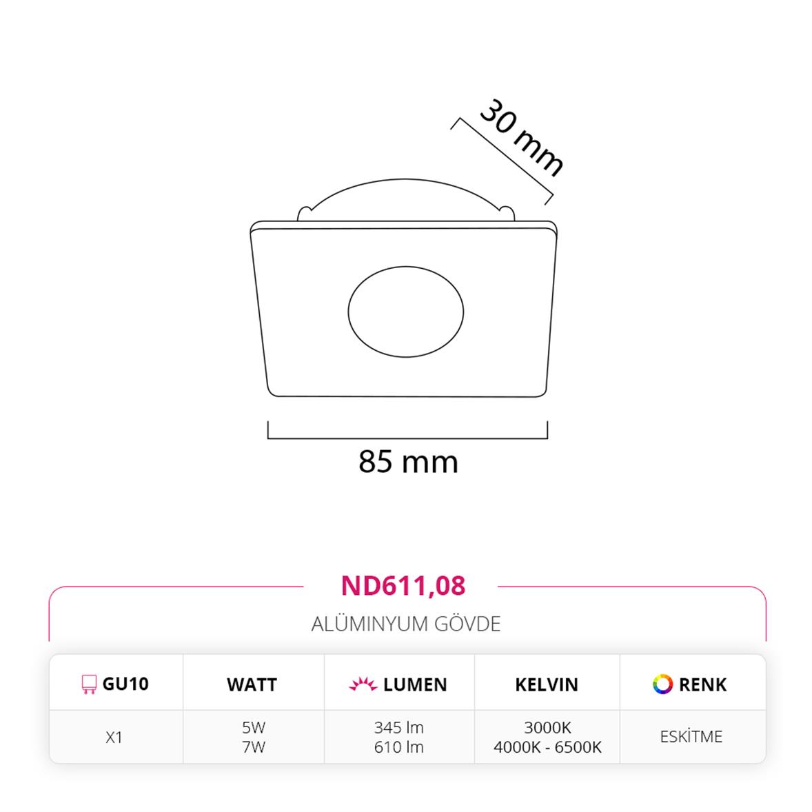 Nevo Sıva Altı Led Spot Eskitme ND611