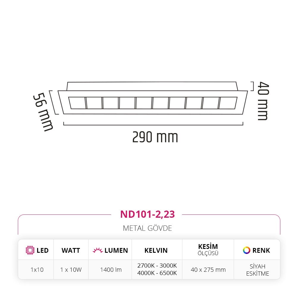 Nevo Sıva Altı Led Spot Eskitme Siyah ND101-2