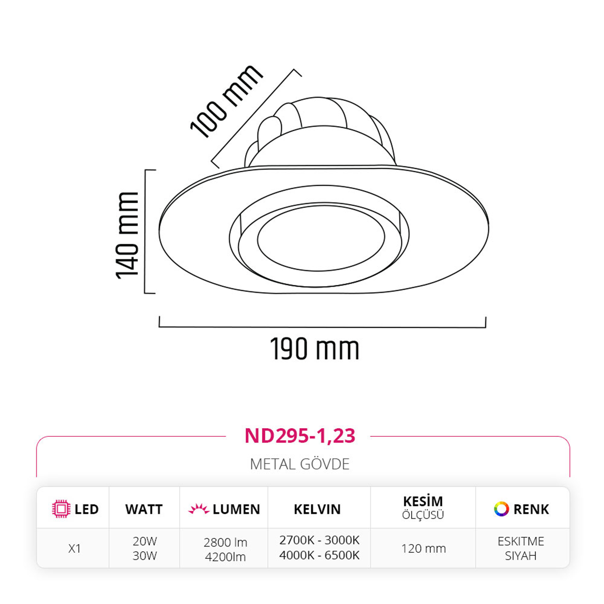 Nevo Sıva Altı Led Spot Eskitme Siyah ND295-1