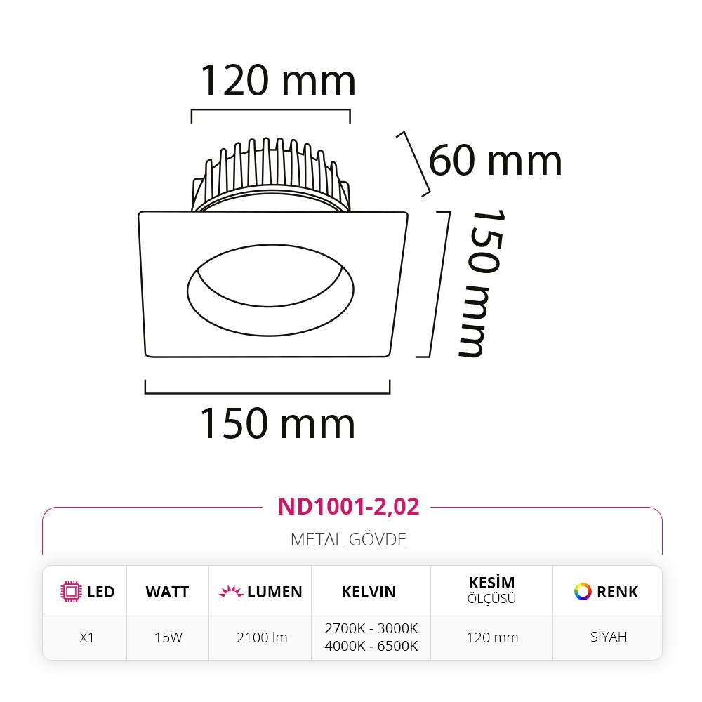 Nevo Sıva Altı Led Spot Siyah ND1001-2