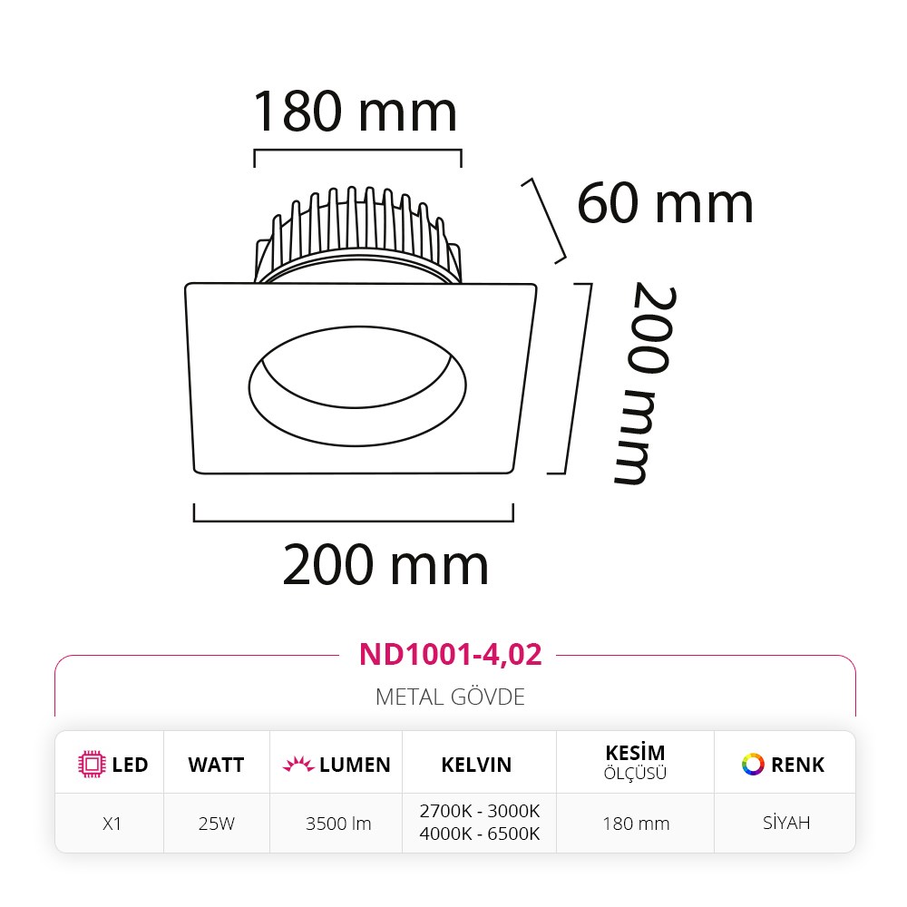 Nevo Sıva Altı Led Spot Siyah ND1001-4