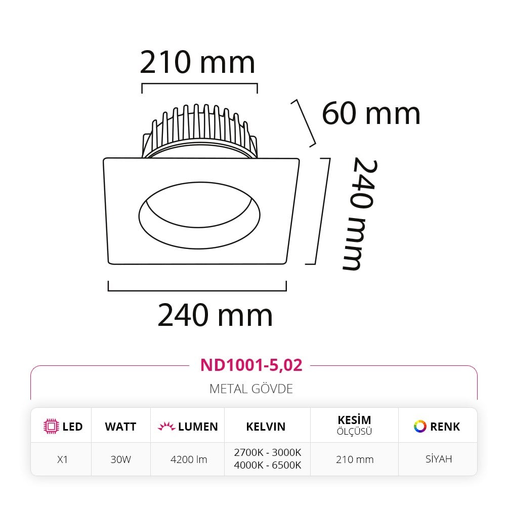 Nevo Sıva Altı Led Spot Siyah ND1001-5