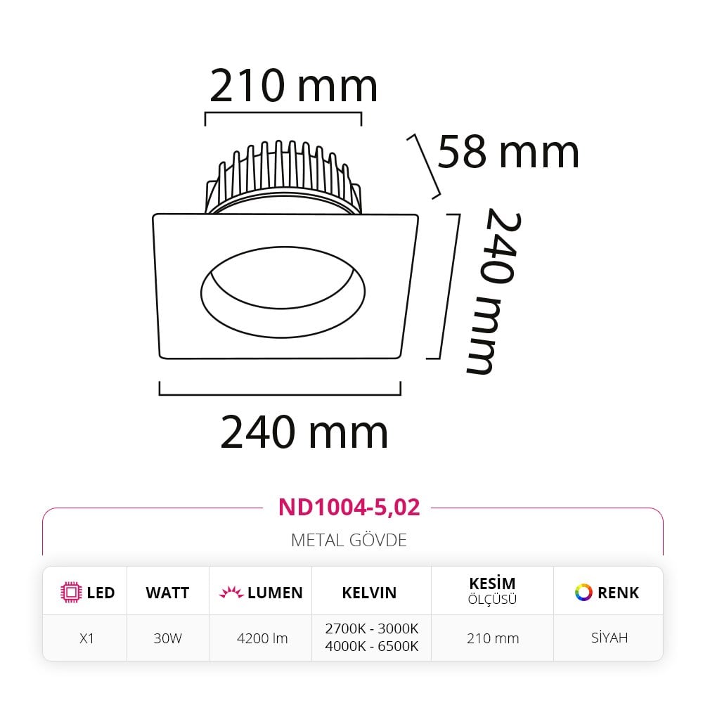 Nevo Sıva Altı Led Spot Siyah ND1004-5