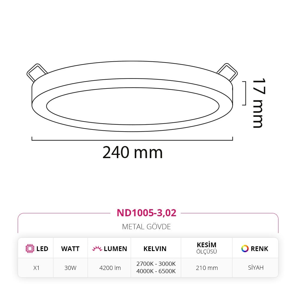 Nevo Sıva Altı Led Spot Siyah ND1005-3