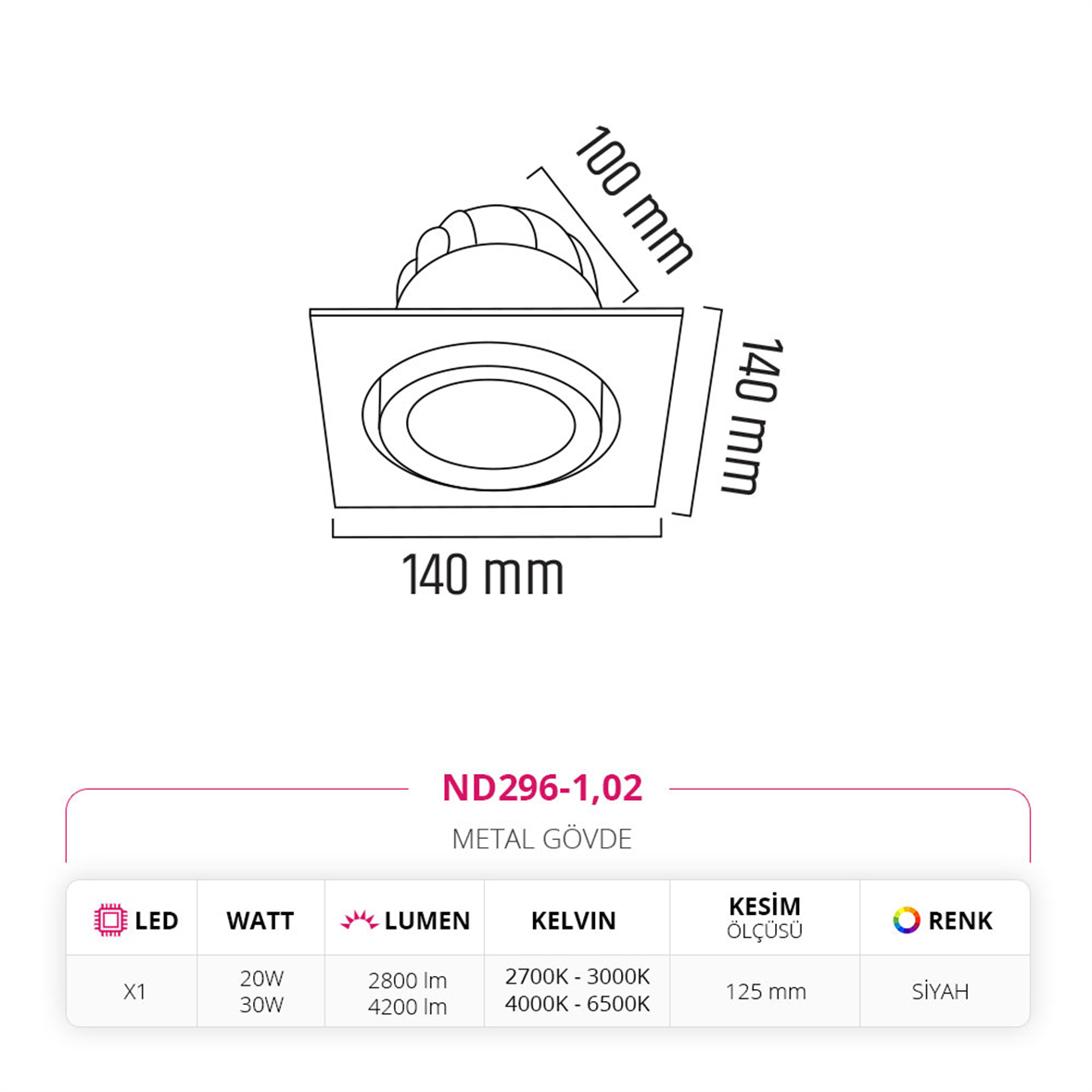 Nevo Sıva Altı Led Spot Siyah ND296-1