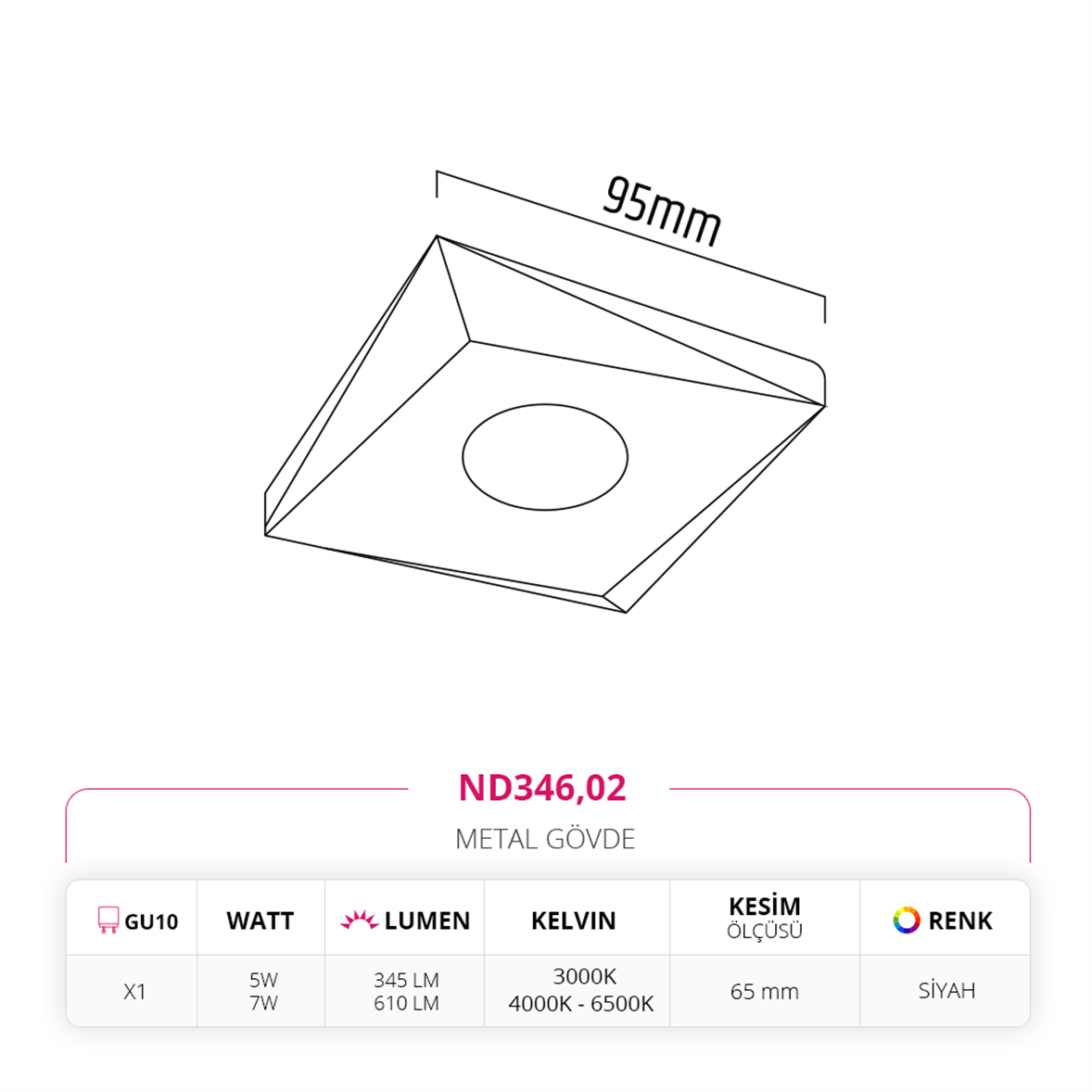 Nevo Sıva Altı Led Spot Siyah ND346