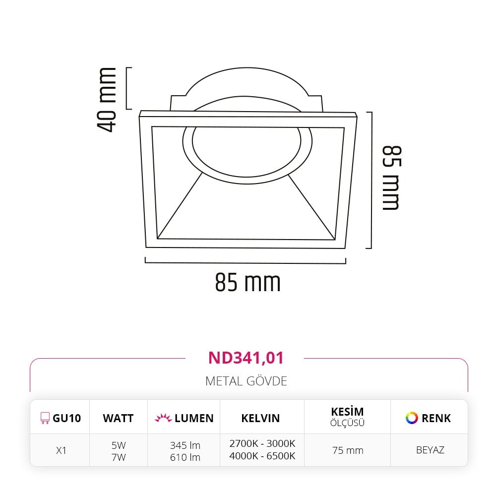 Nevo Sıva Altı Led'li Spot Beyaz ND341