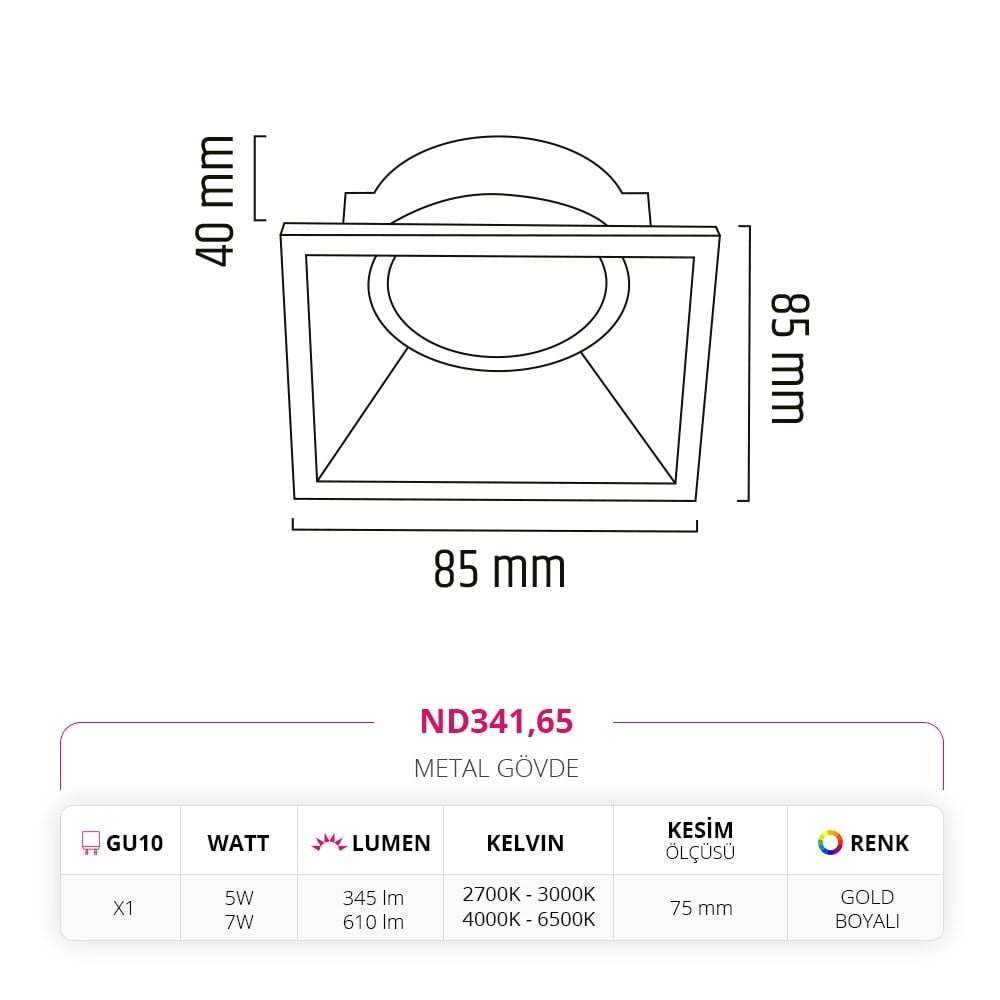 Nevo Sıva Altı Led'li Spot Gold Boyalı ND341,02