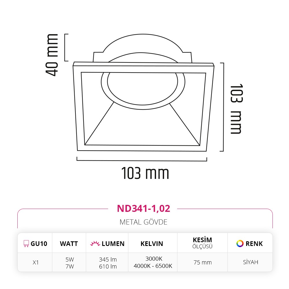 Nevo Sıva Altı Led'li Spot Siyah ND341-1