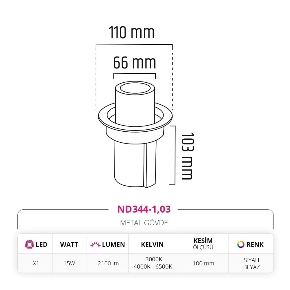 Nevo Sıva Altı Salyangoz Led Spot Beyaz ND344-1