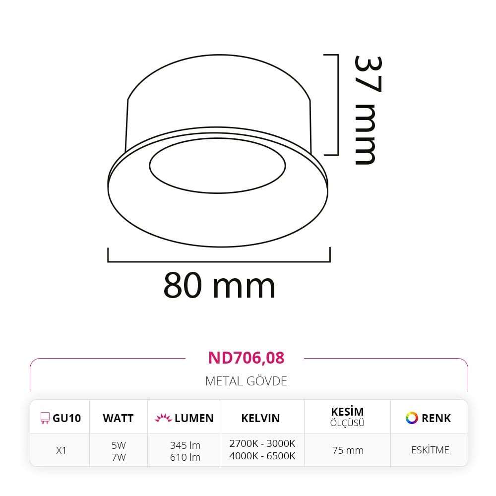 Nevo Sıva Altı Spot Eskitme ND706