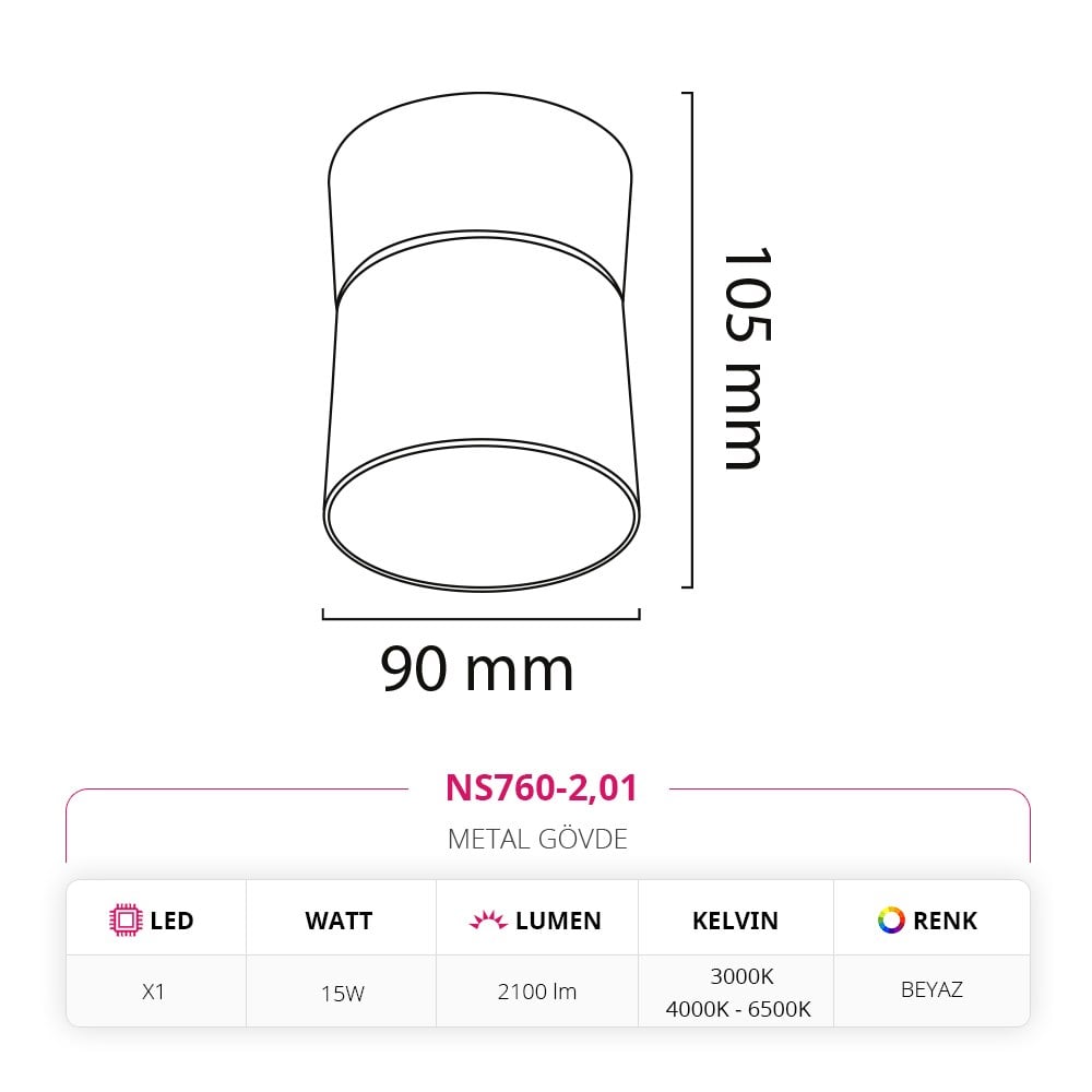 Nevo Sıva Üstü Hareketli Led Spot Beyaz NS760-2