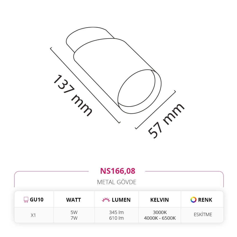 Nevo Sıva Üstü LED Spot Eskitme NS166