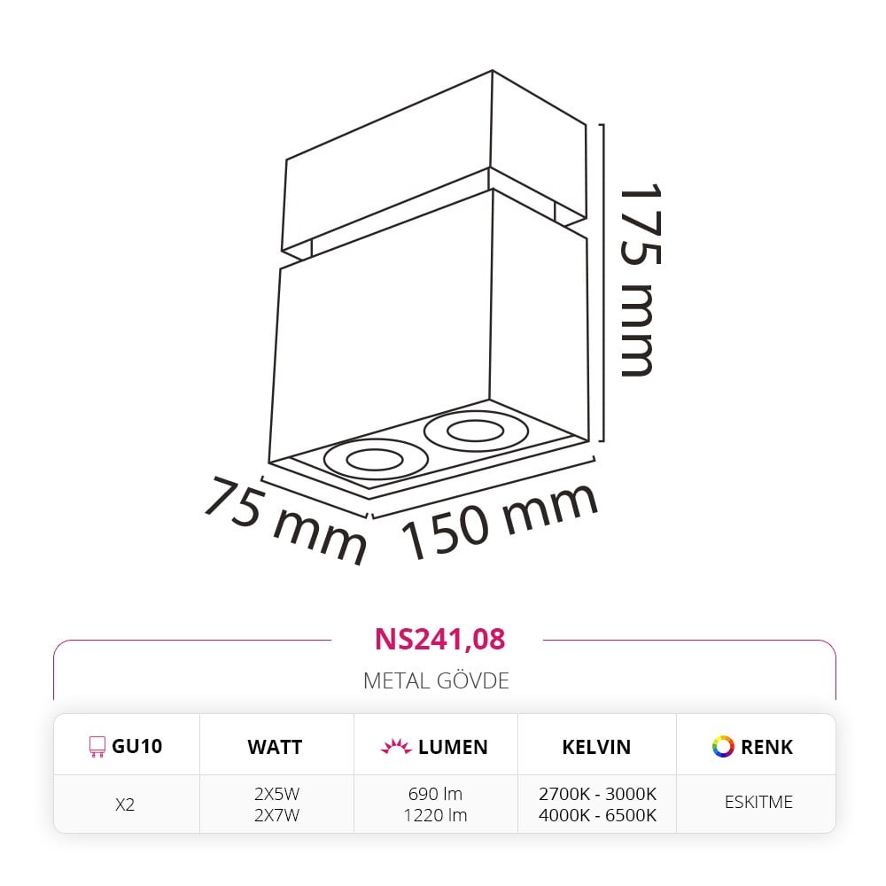 Nevo Sıva Üstü LED Spot Eskitme NS241