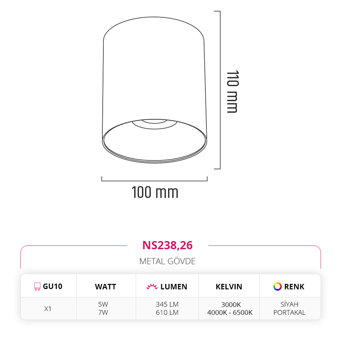 Nevo Sıva Üstü Tavan Armatürü NS238,26