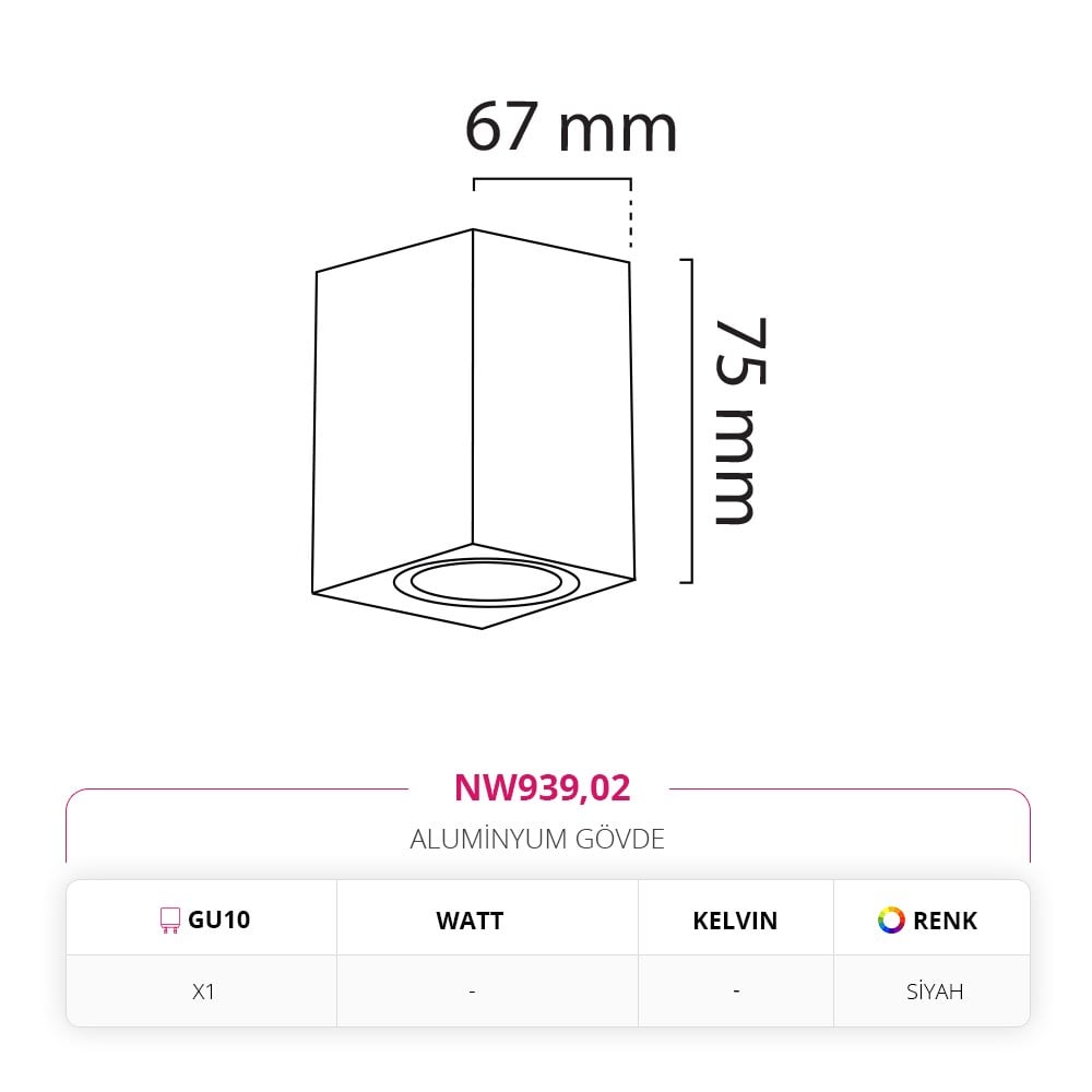 Nevo Tek Yönlü Dış Mekan Aplik Siyah NW939