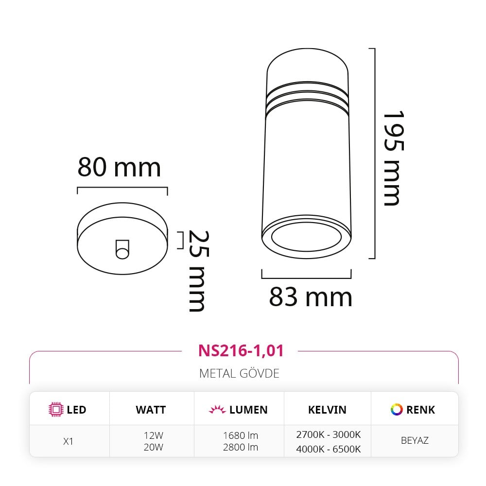 Nevo Tekli Led Sarkıt Beyaz NS216-1