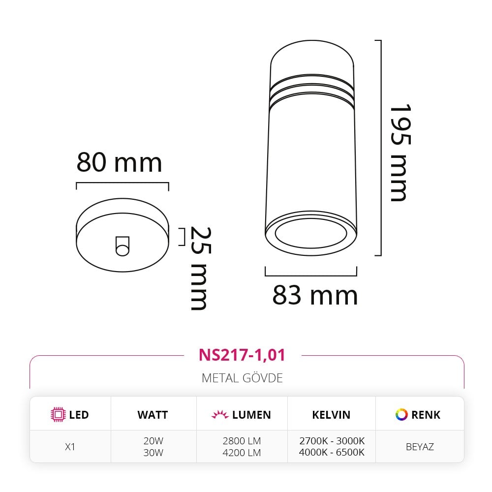 Nevo Tekli Led Sarkıt Beyaz NS217-1