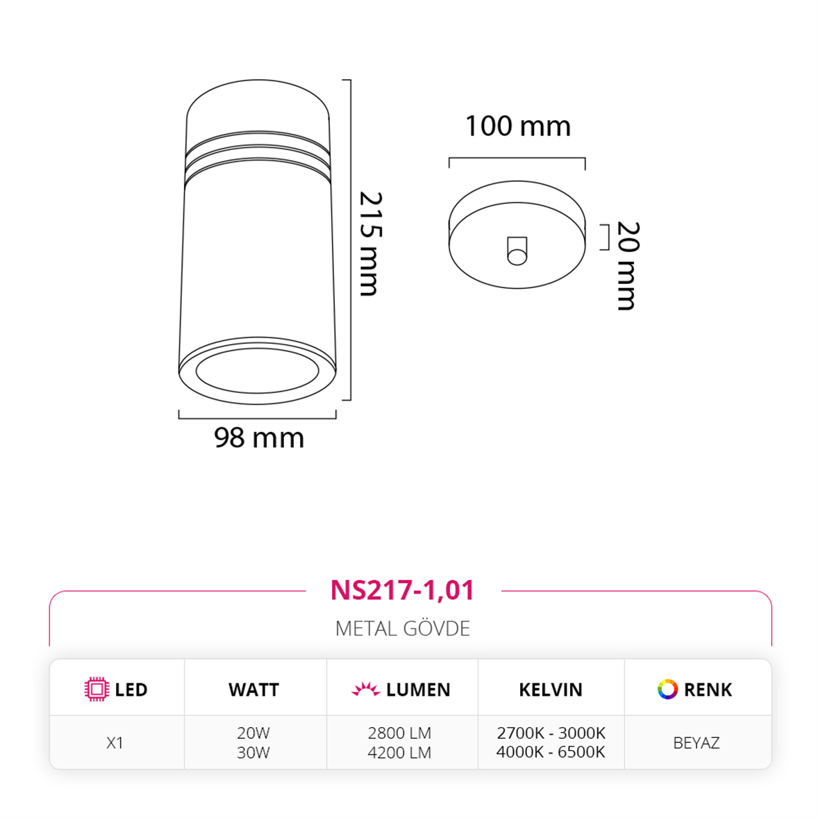 Nevo Tekli Led Sarkıt Beyaz NS217-1