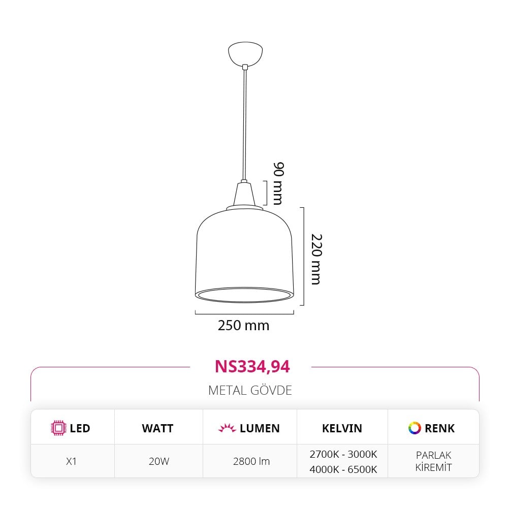 Nevo Tekli Led Sarkıt Parlak Kiremit NS334