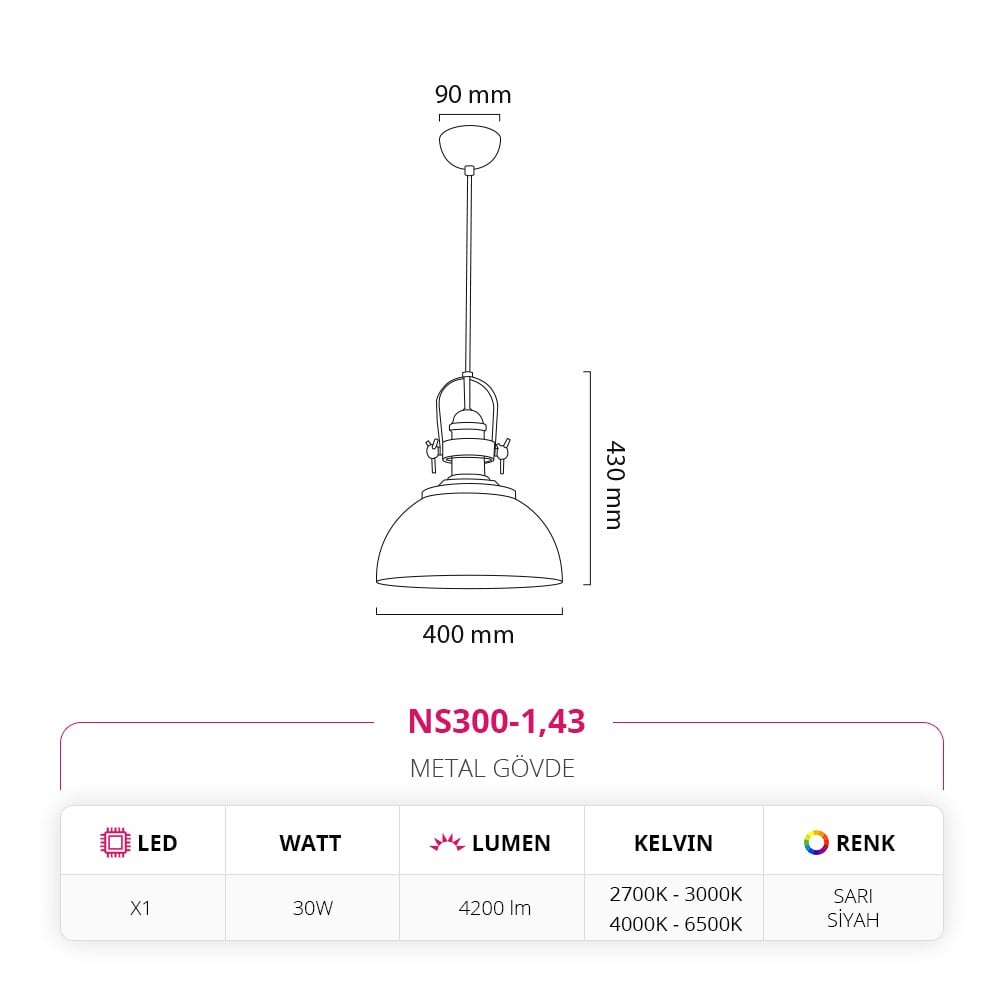 Nevo Tekli Led Sarkıt Sarı Siyah NS300-1