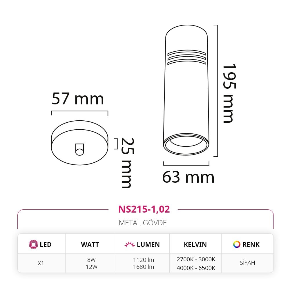 Nevo Tekli Led Sarkıt Siyah NS215-1
