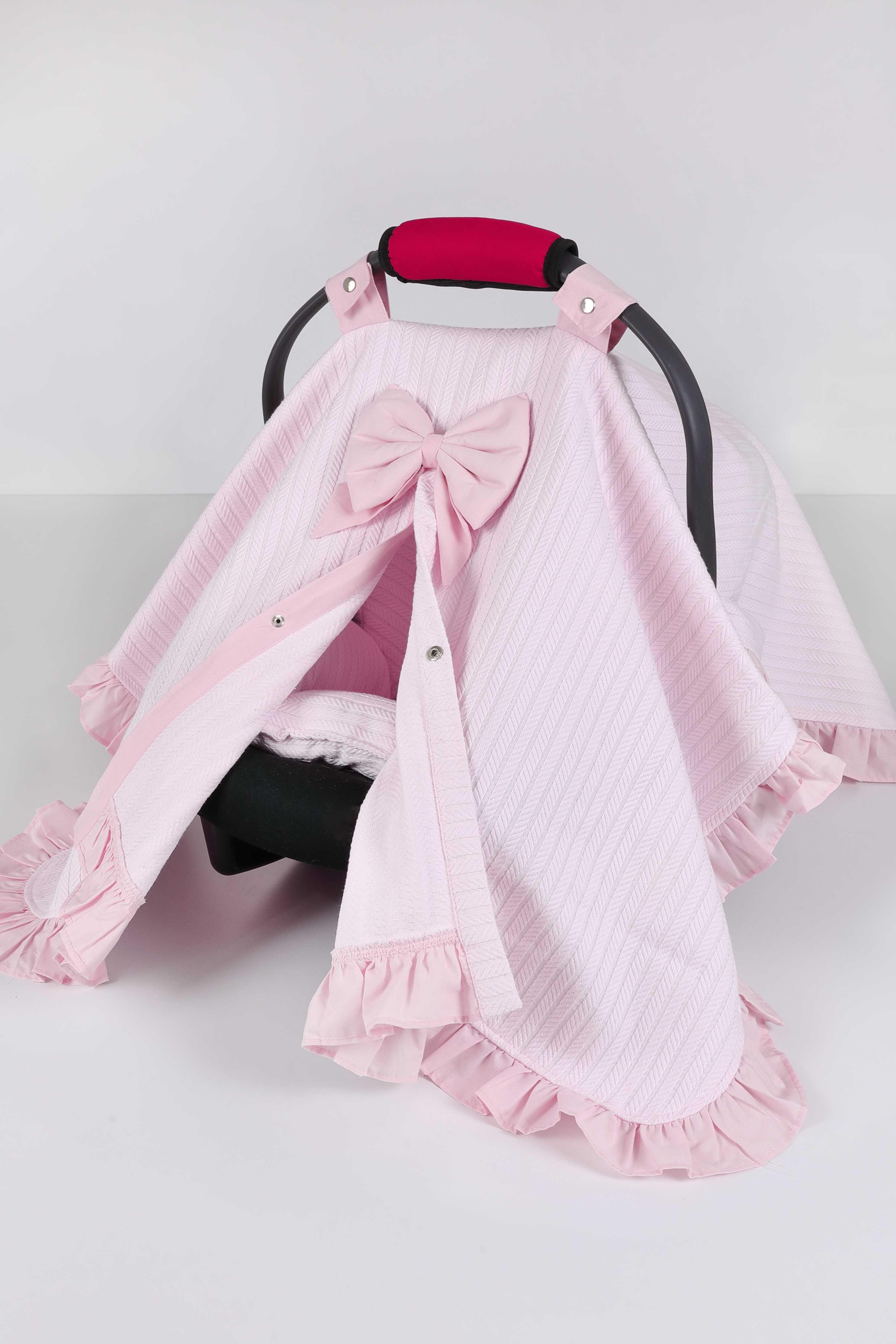 Umay Bebek2 Parça, Örgü pike, %100 pamuk kumaş, Seyahat arkadaşı - Bel Destekli - Pembe Pike