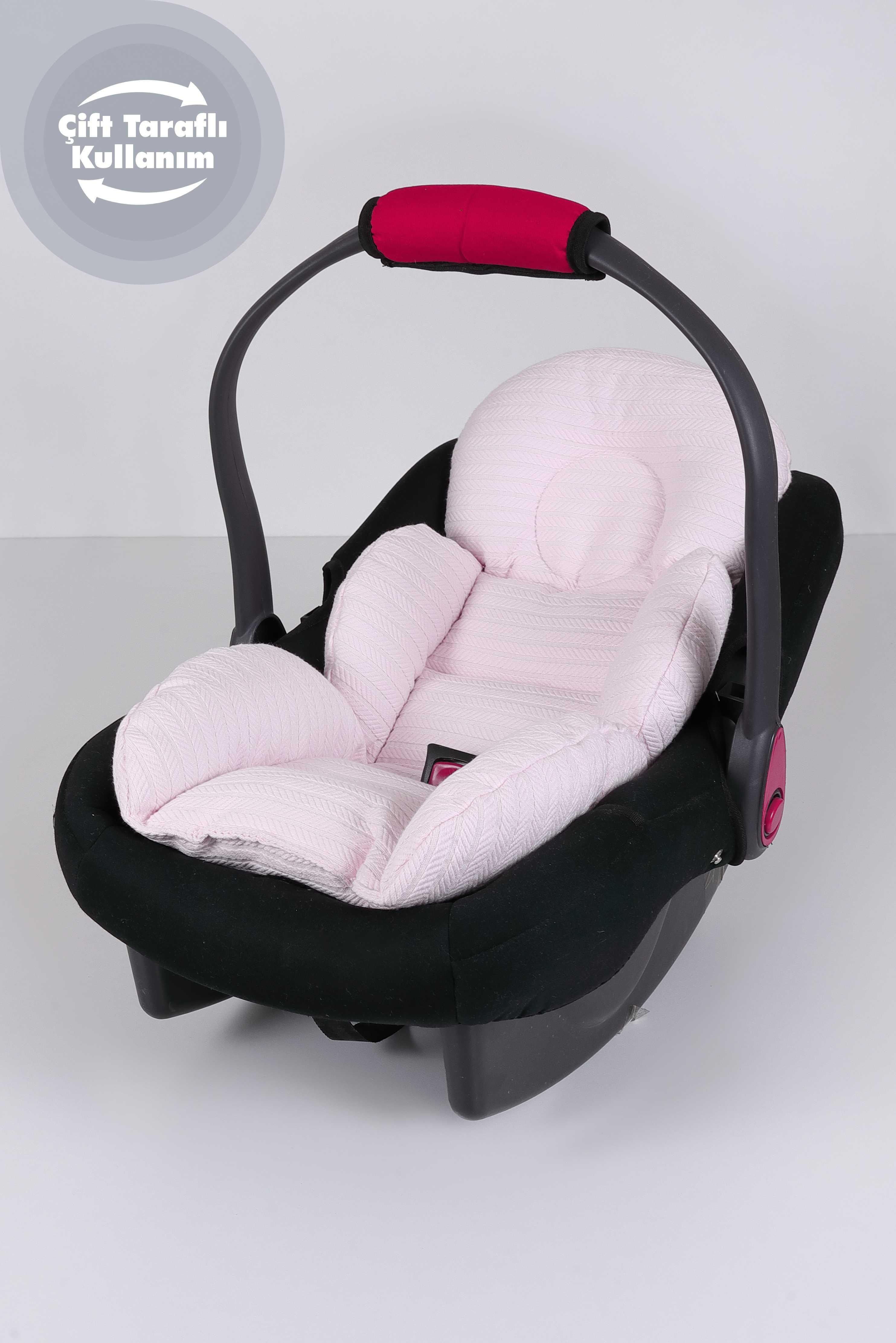 Umay Bebek2 Parça, Örgü pike, %100 pamuk kumaş, Seyahat arkadaşı - Bel Destekli - Pembe Pike