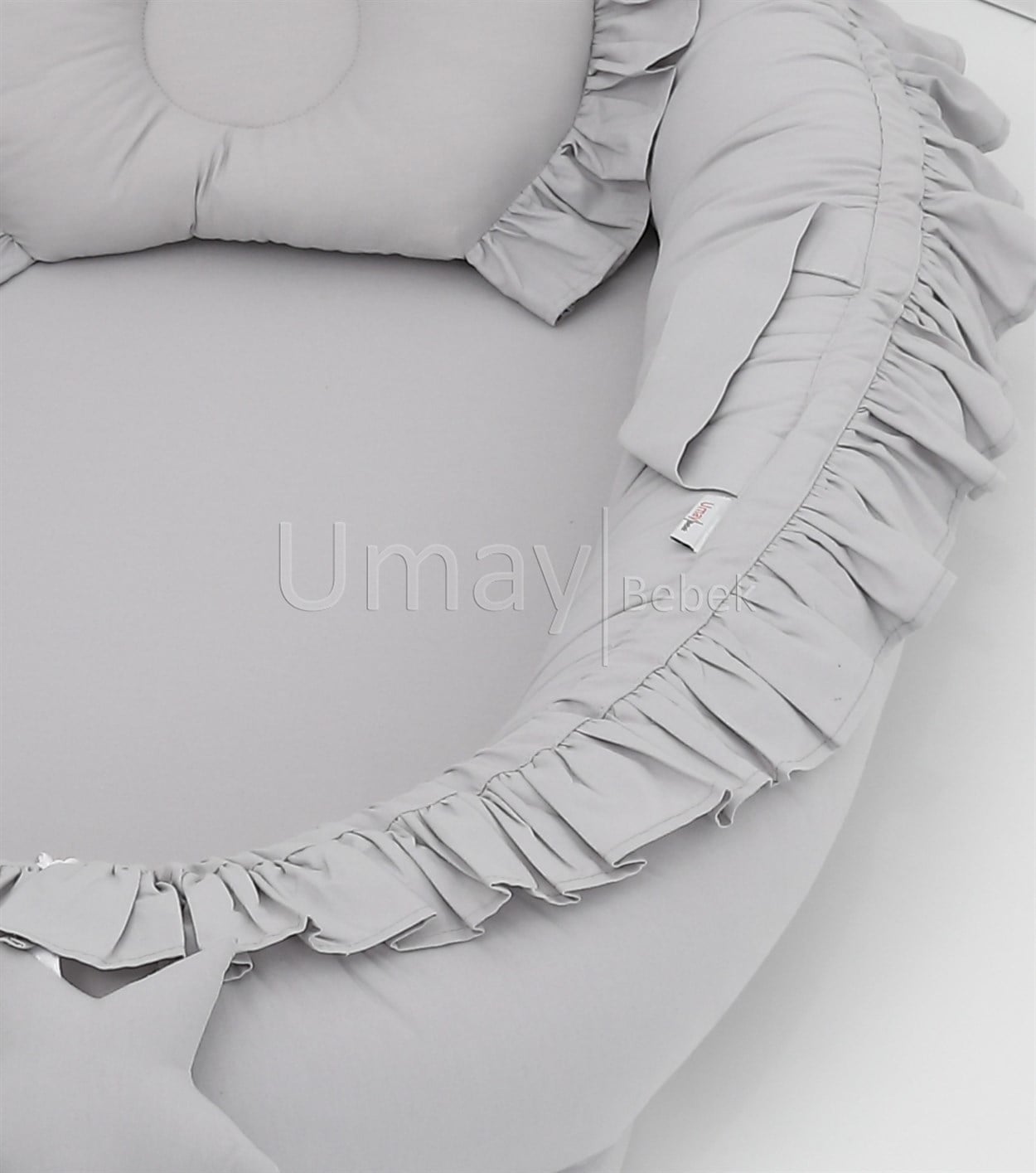 Umay Bebek4 parça babynest, bebek pikesi, yorganı - Gri Fırfırlı