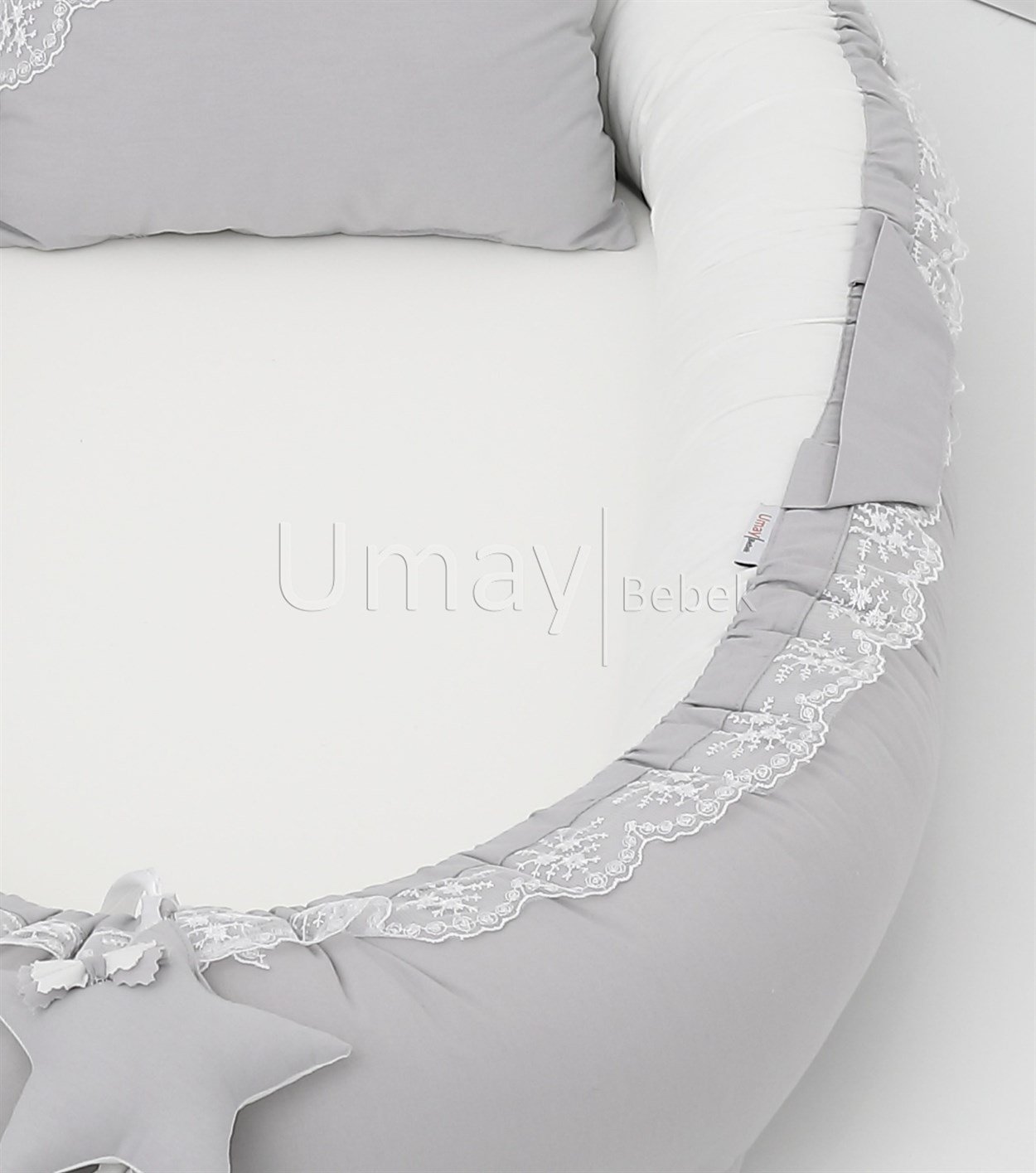 Umay Bebek4 parça babynest, bebek pikesi, yorganı - Gri Krem