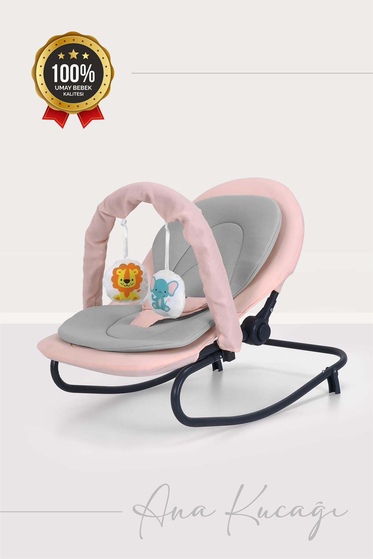 Umay BebekAna Kucağı, Oyuncaklı Ana Kucağı, Ev Tipi Ana Kucağı, Sallanabilen Bebek Beşik - Pembe