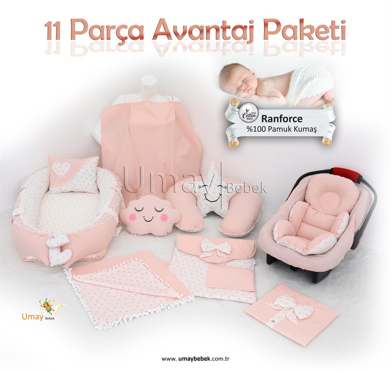 Umay BebekBabnest Set 11 parça - Bebe pembe