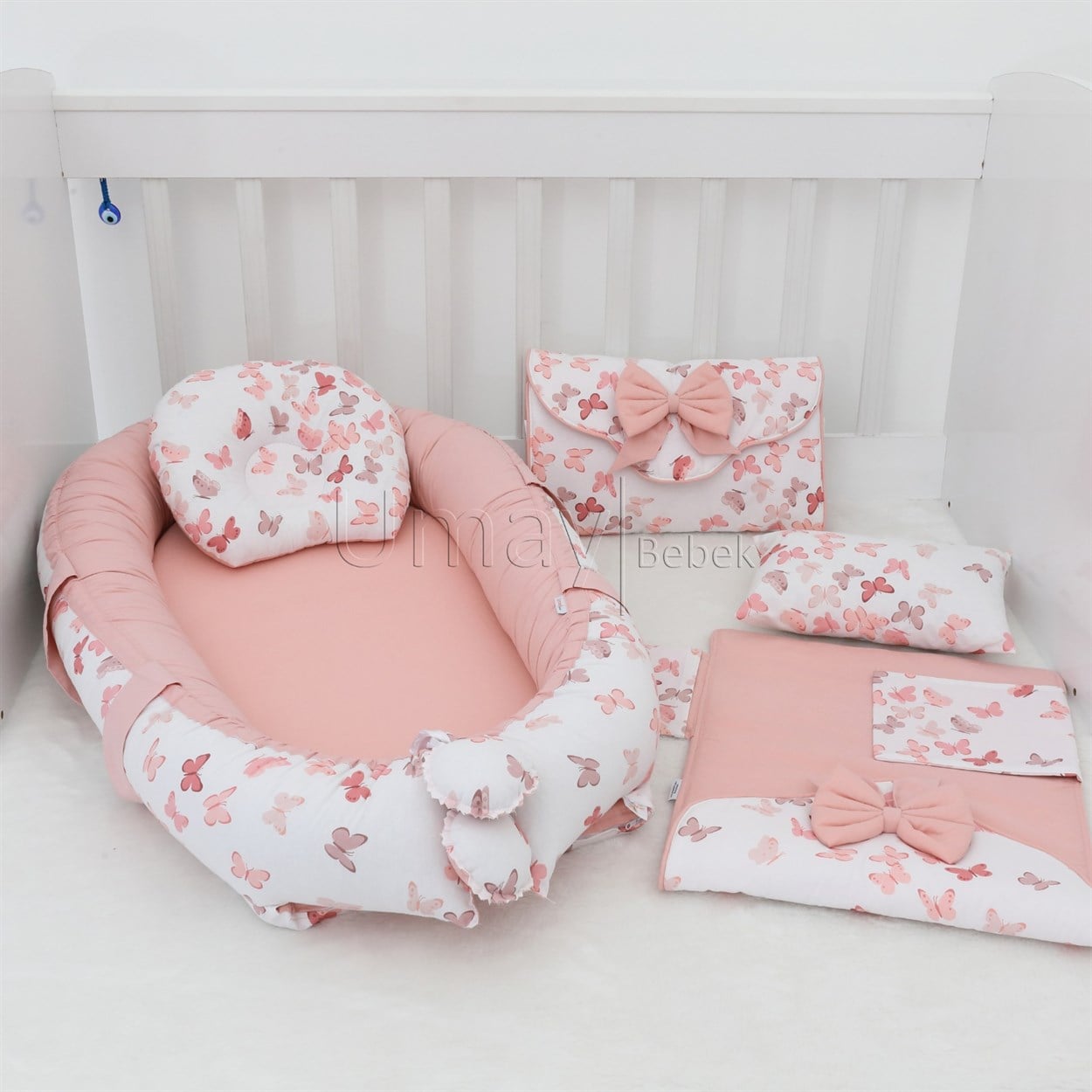 Umay BebekBabynest Çantalı Alt Açma Seti (Pembe Kelebek)