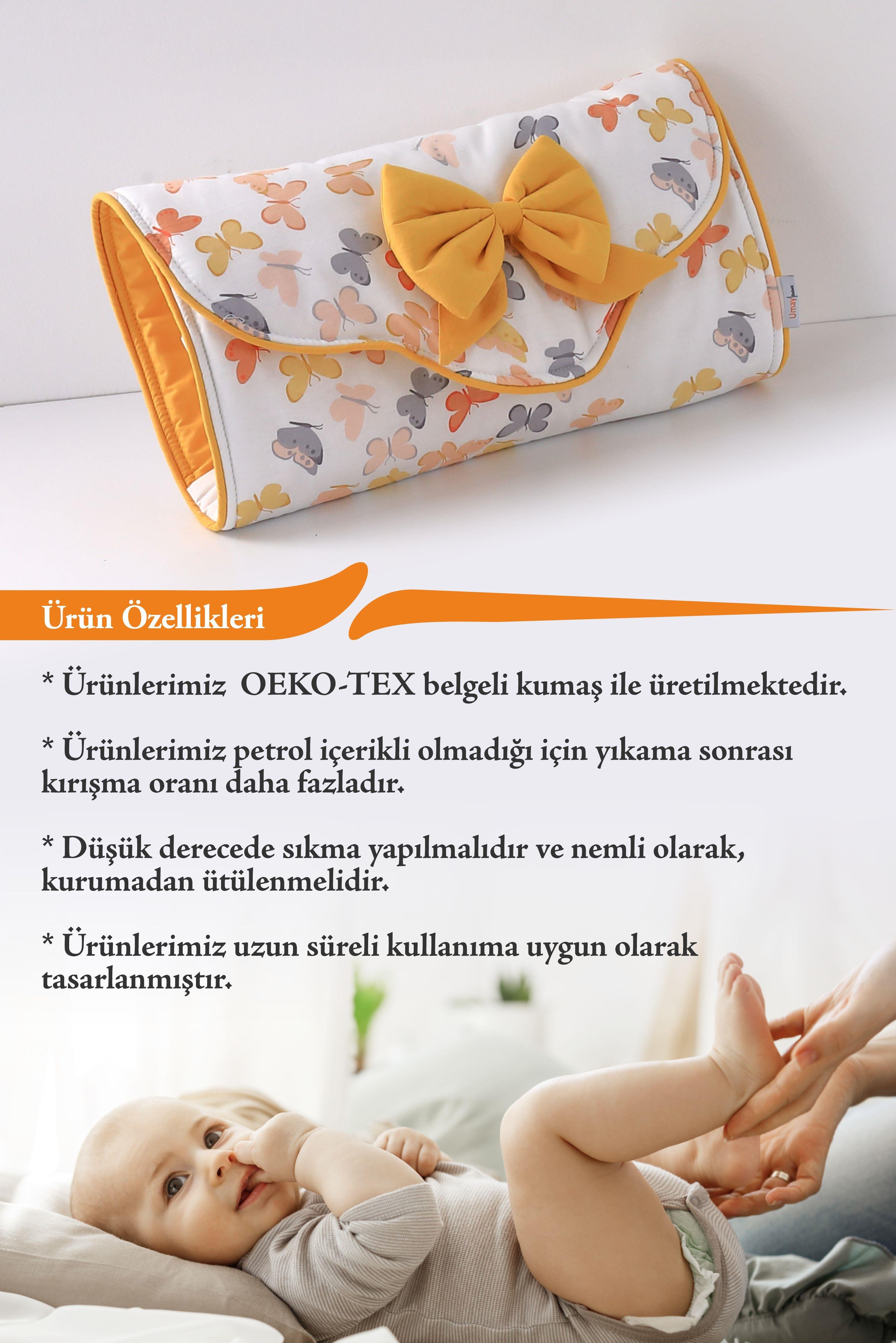 Umay BebekBebek Alt Açma Minderi - Çantalı - Hardal Kelebek