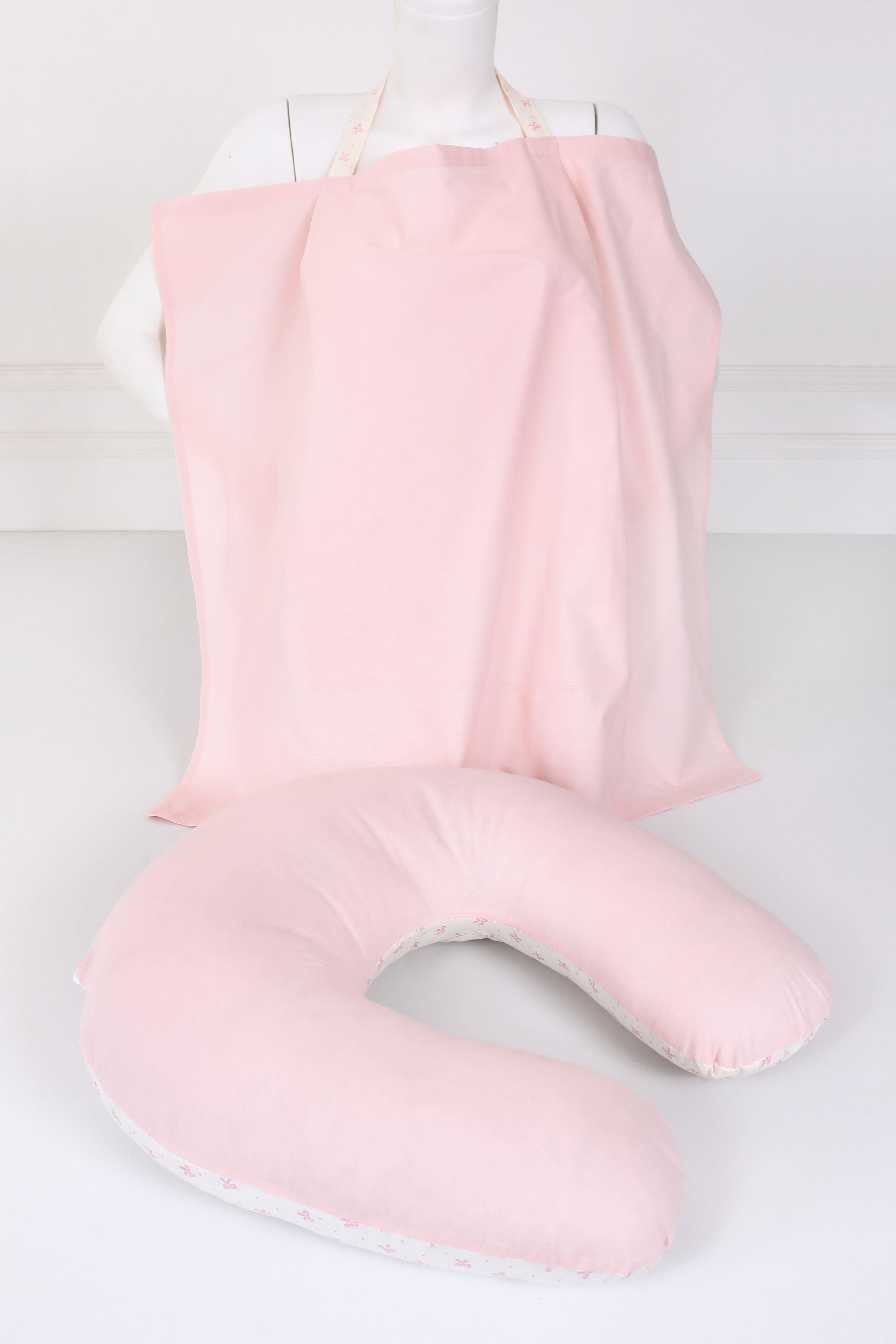Umay BebekEmzirme Yastığı Emzirme Önlüğü Set (Bebepembe)