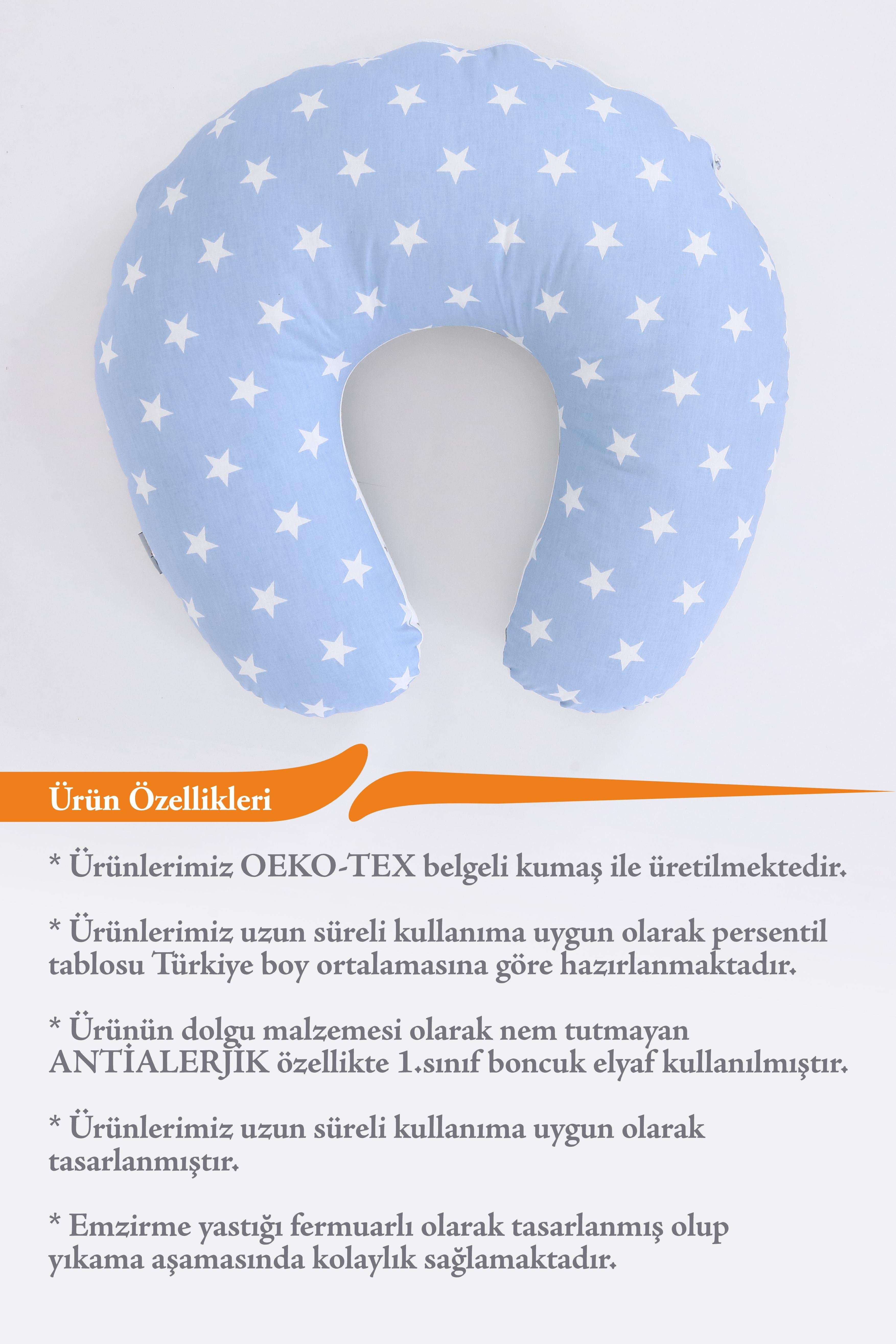 Umay BebekEmzirme Yastığı Emzirme Önlüğü Set (Mavi Yıldız)