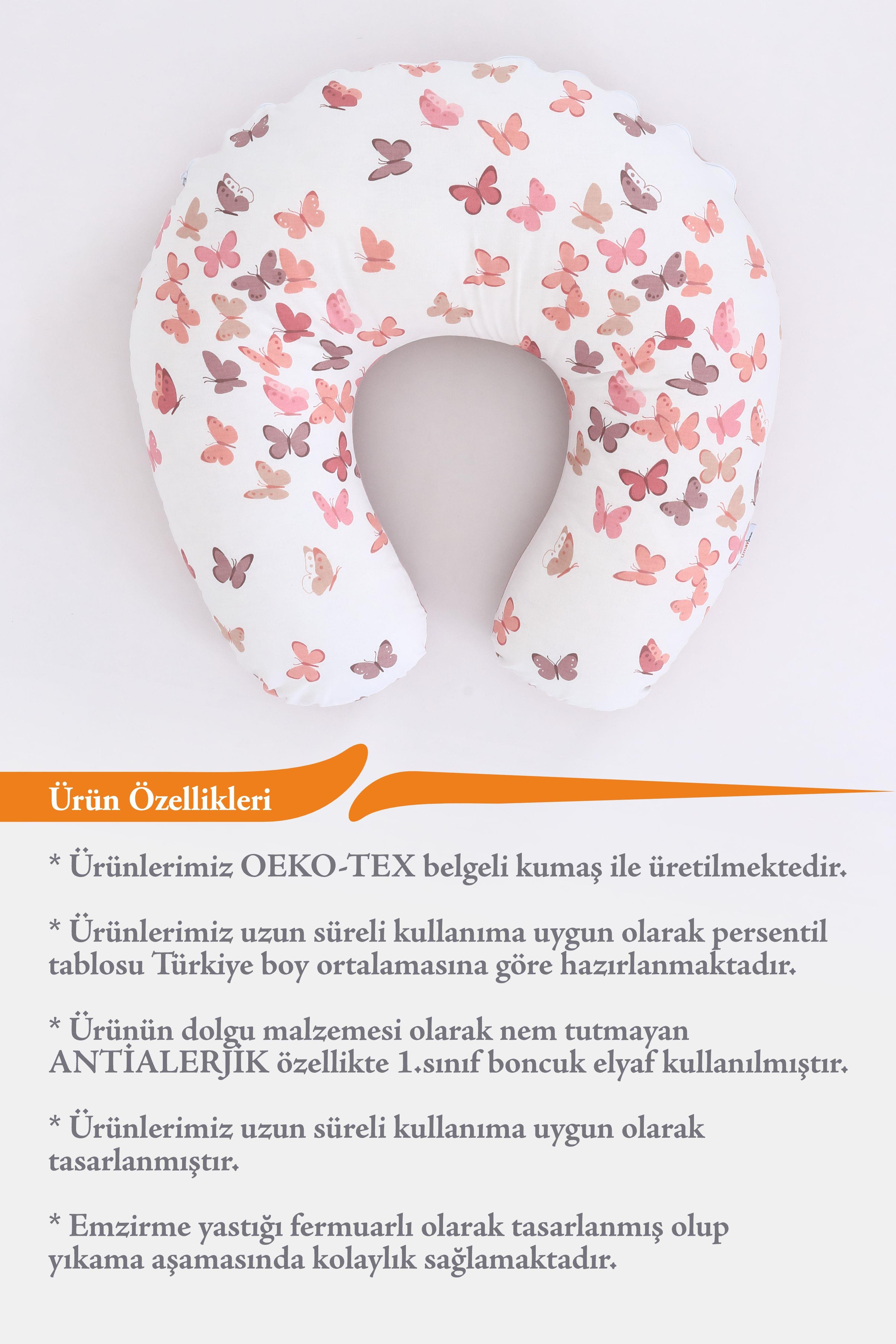 Umay BebekEmzirme Yastığı Emzirme Önlüğü Set (Pudra Kelebek)