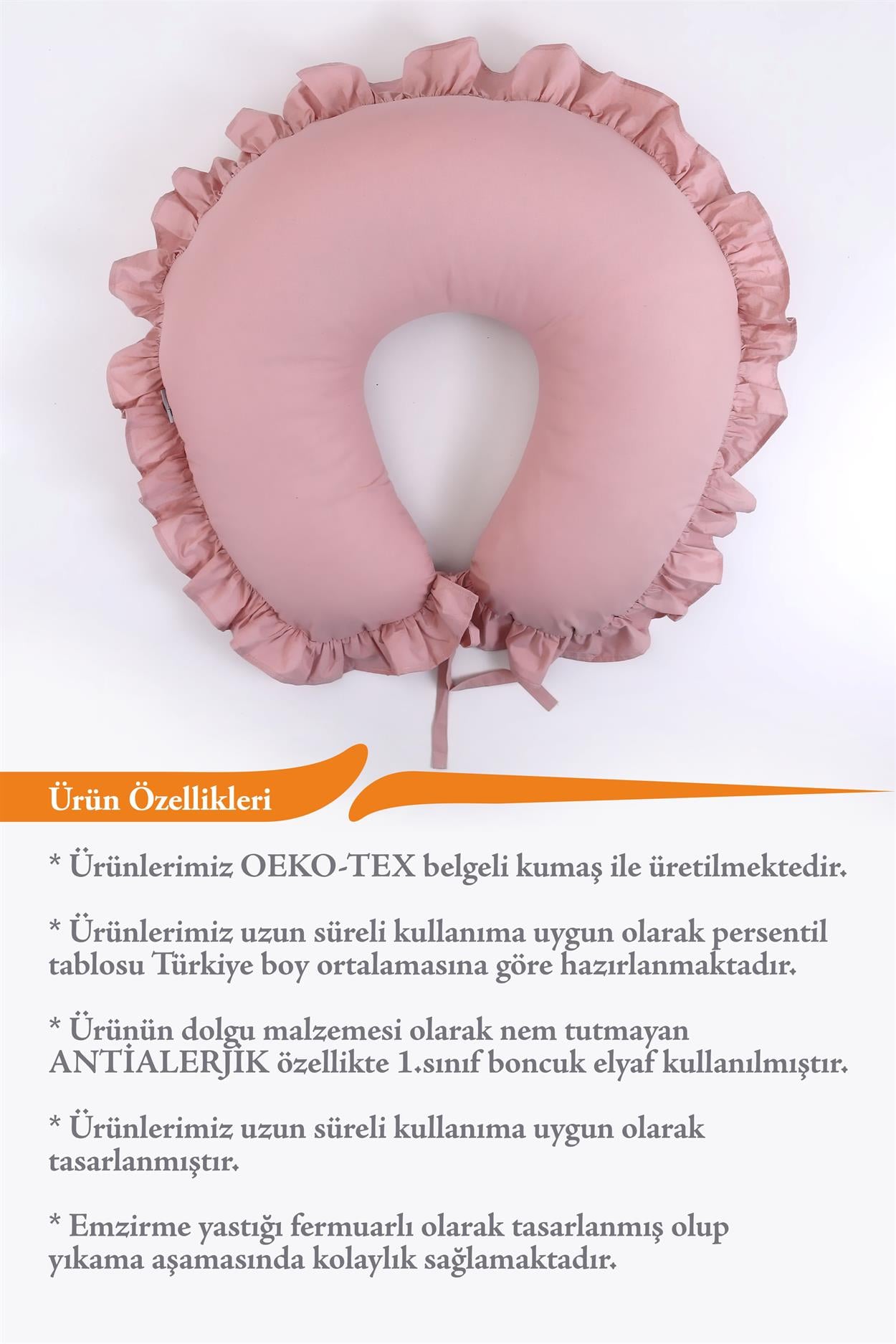 Umay BebekEmzirme Yastığı Emzirme Önlüğü Set (Pudra Fırfırlı)