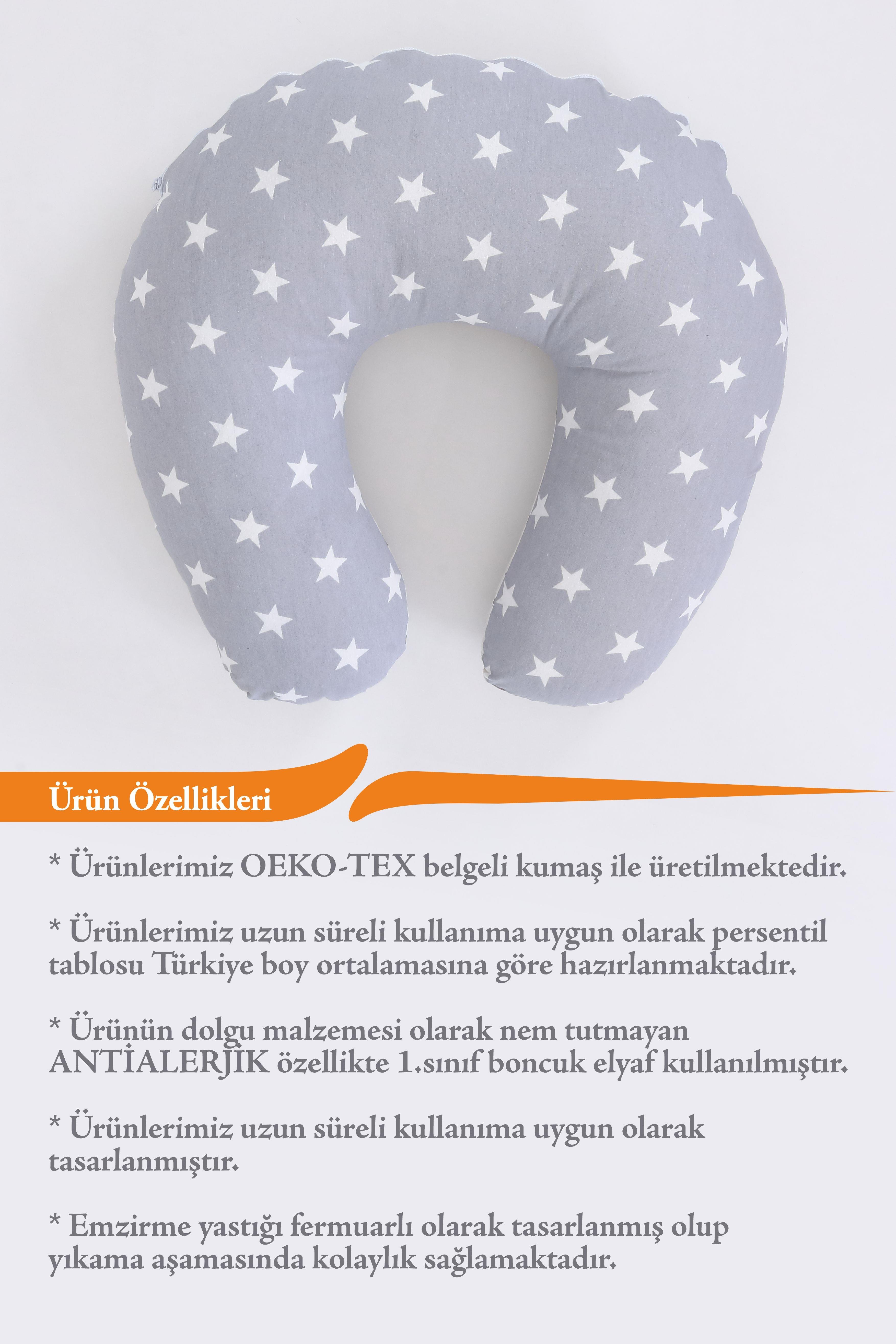 Umay BebekEmzirme Yastığı Minderi (Açık Gri Yıldız)