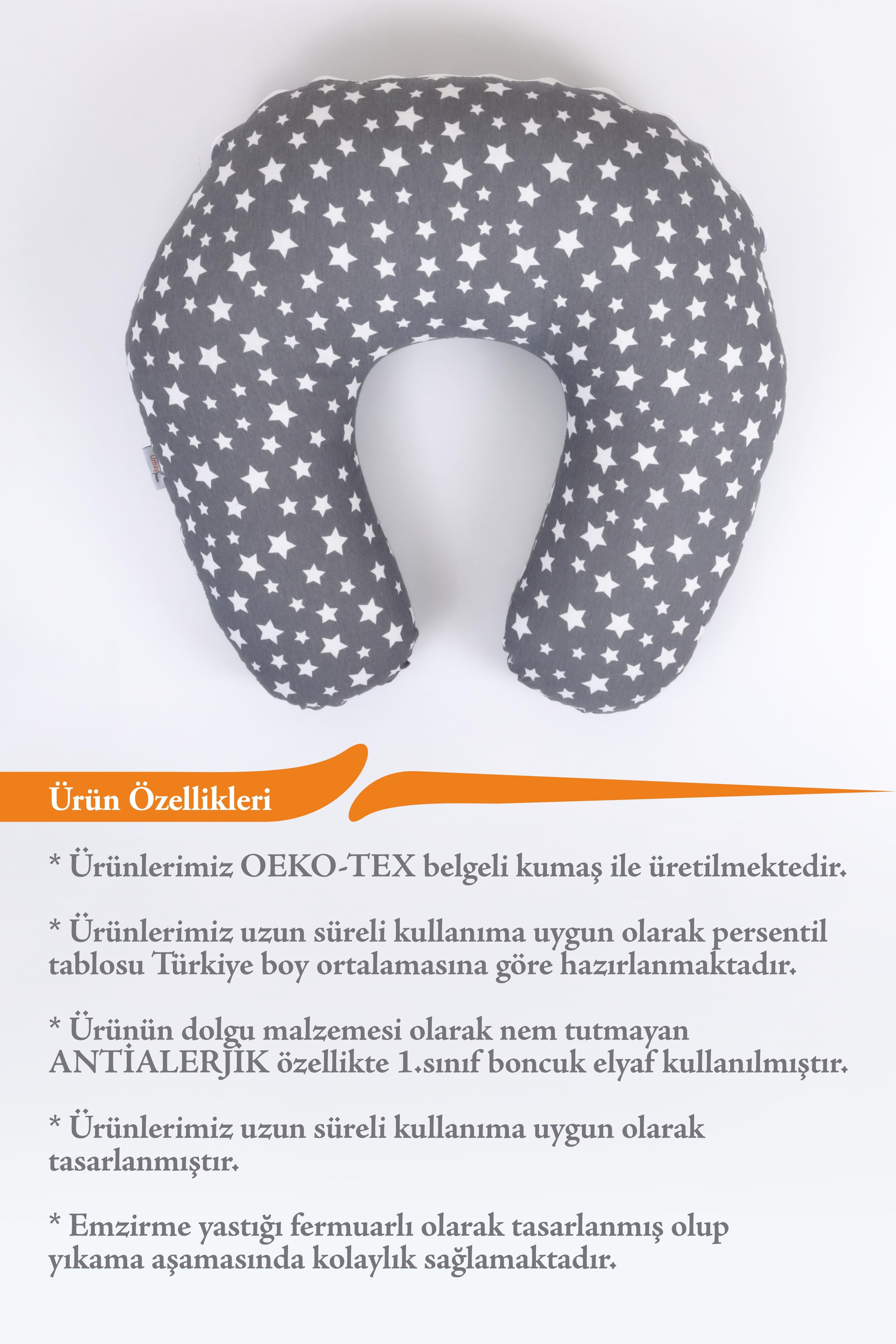 Umay BebekEmzirme Yastığı Minderi (Dağınık Gri Yıldız)
