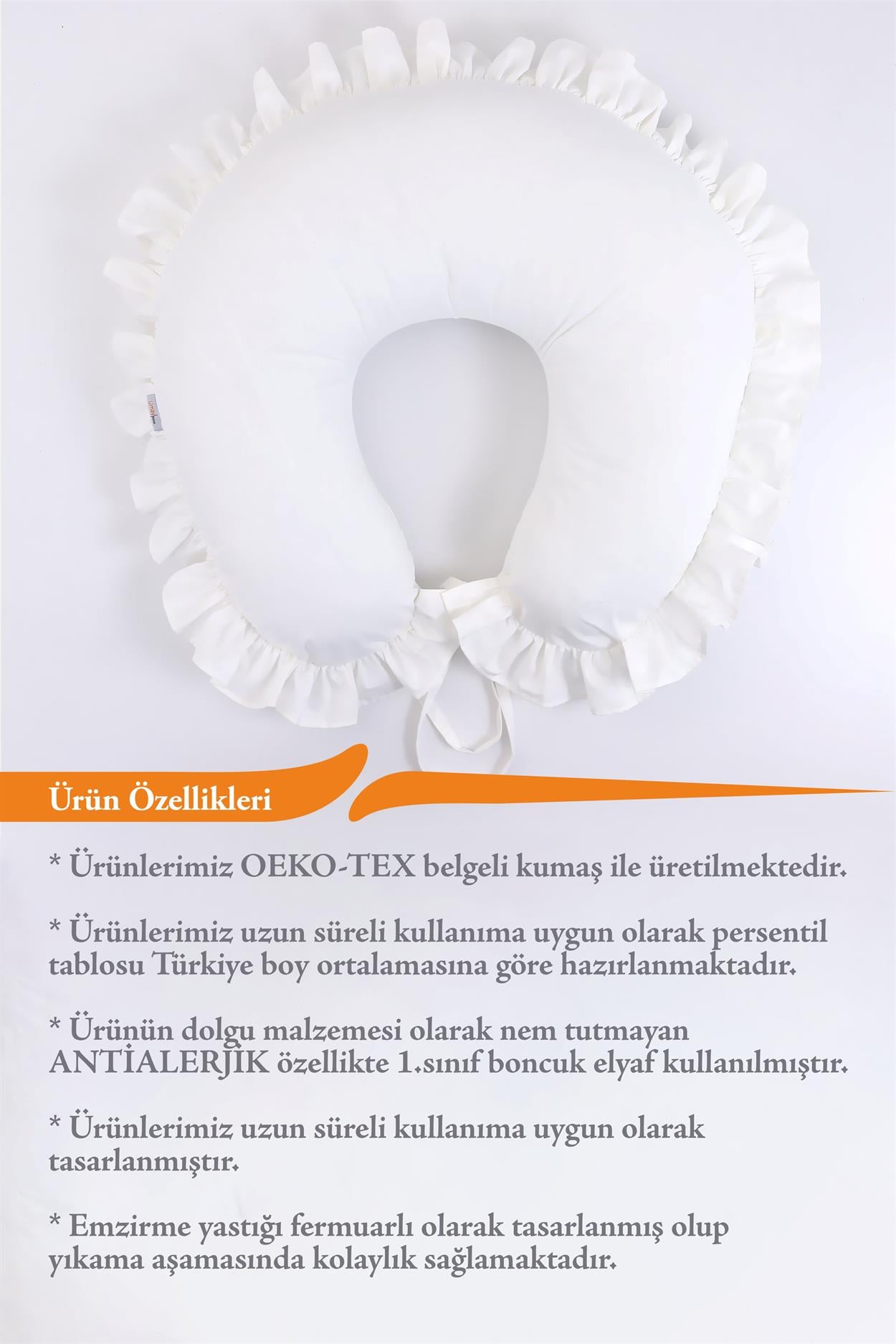 Umay BebekEmzirme Yastığı Minderi Fırfırlı (Krem)