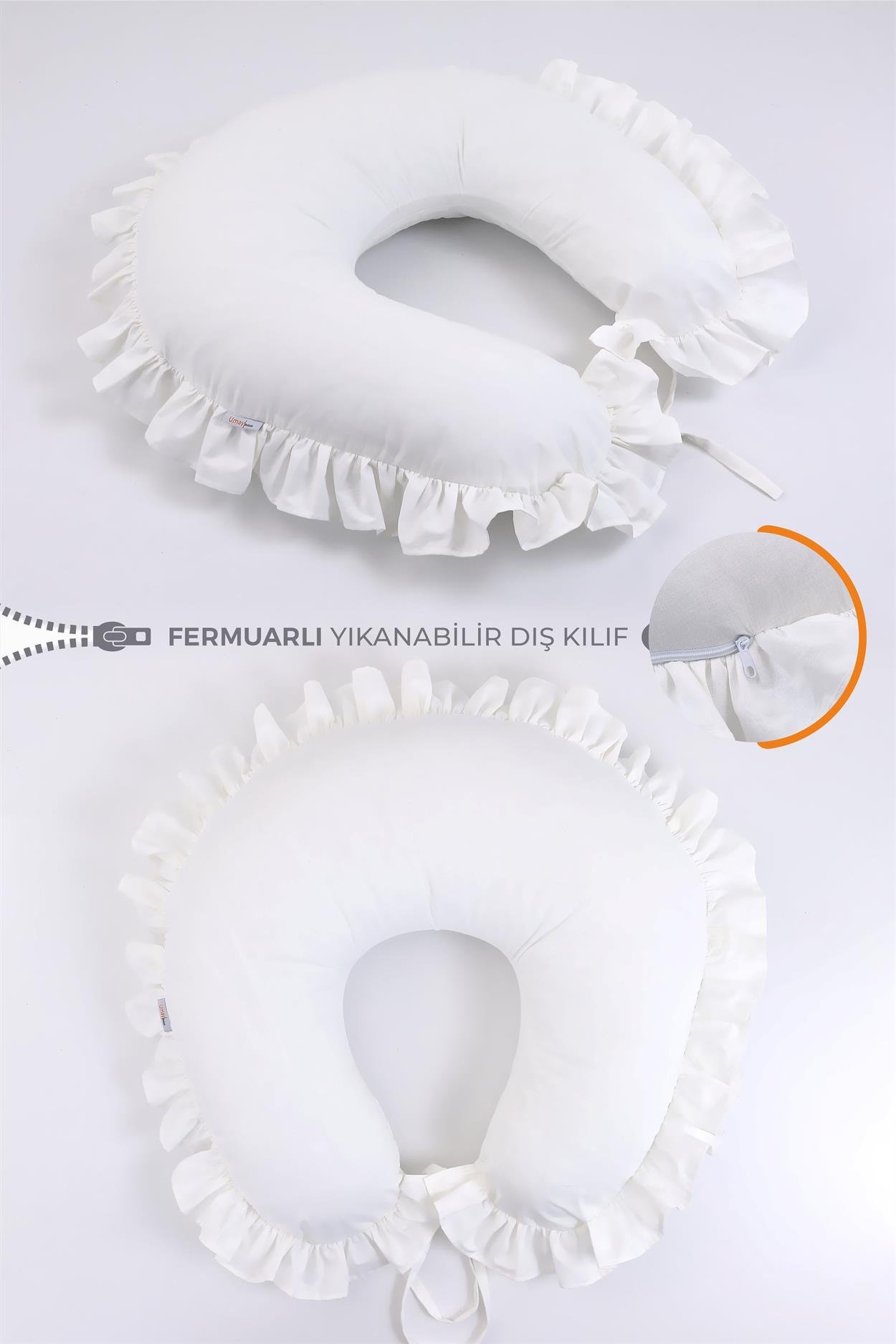 Umay BebekEmzirme Yastığı Minderi Fırfırlı (Krem)