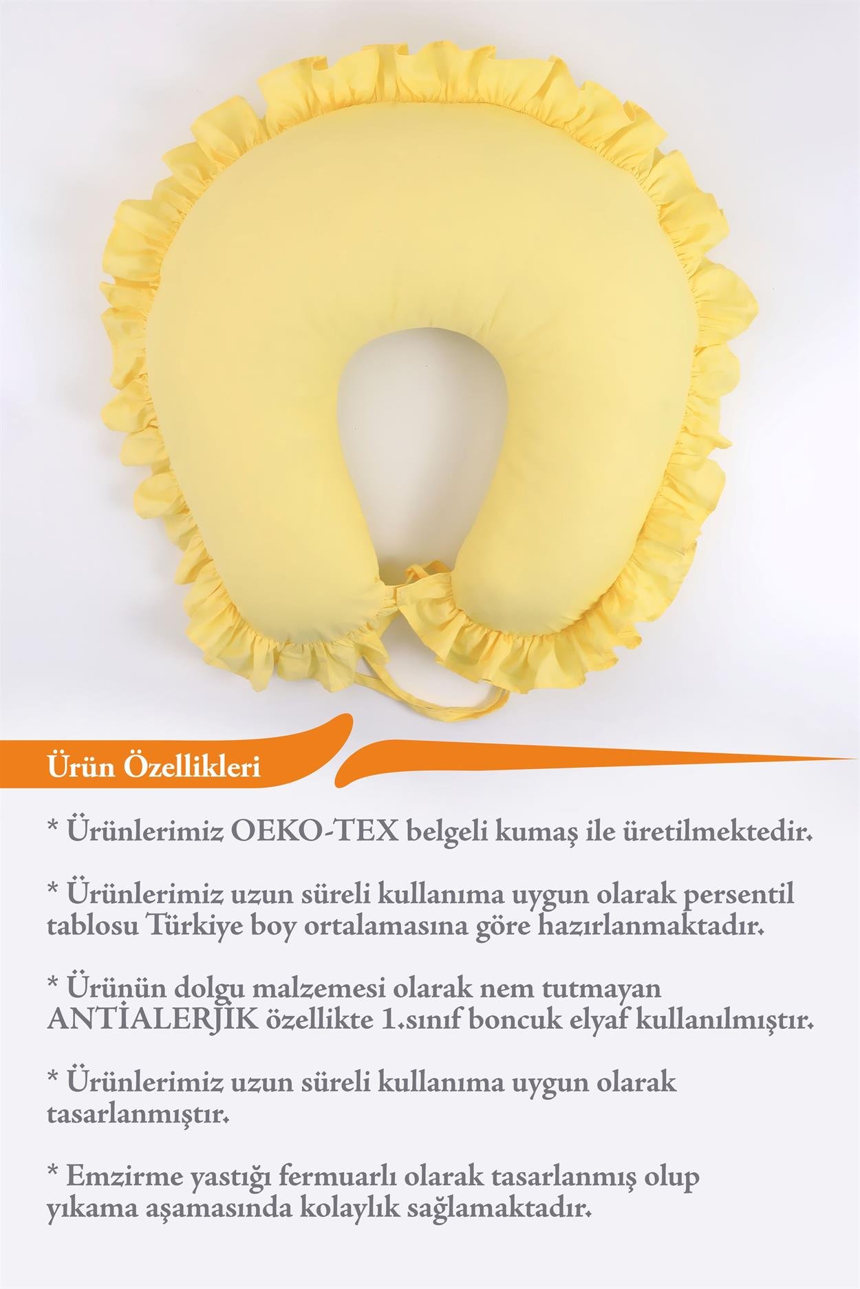 Umay BebekEmzirme Yastığı Minderi Fırfırlı (Sarı)