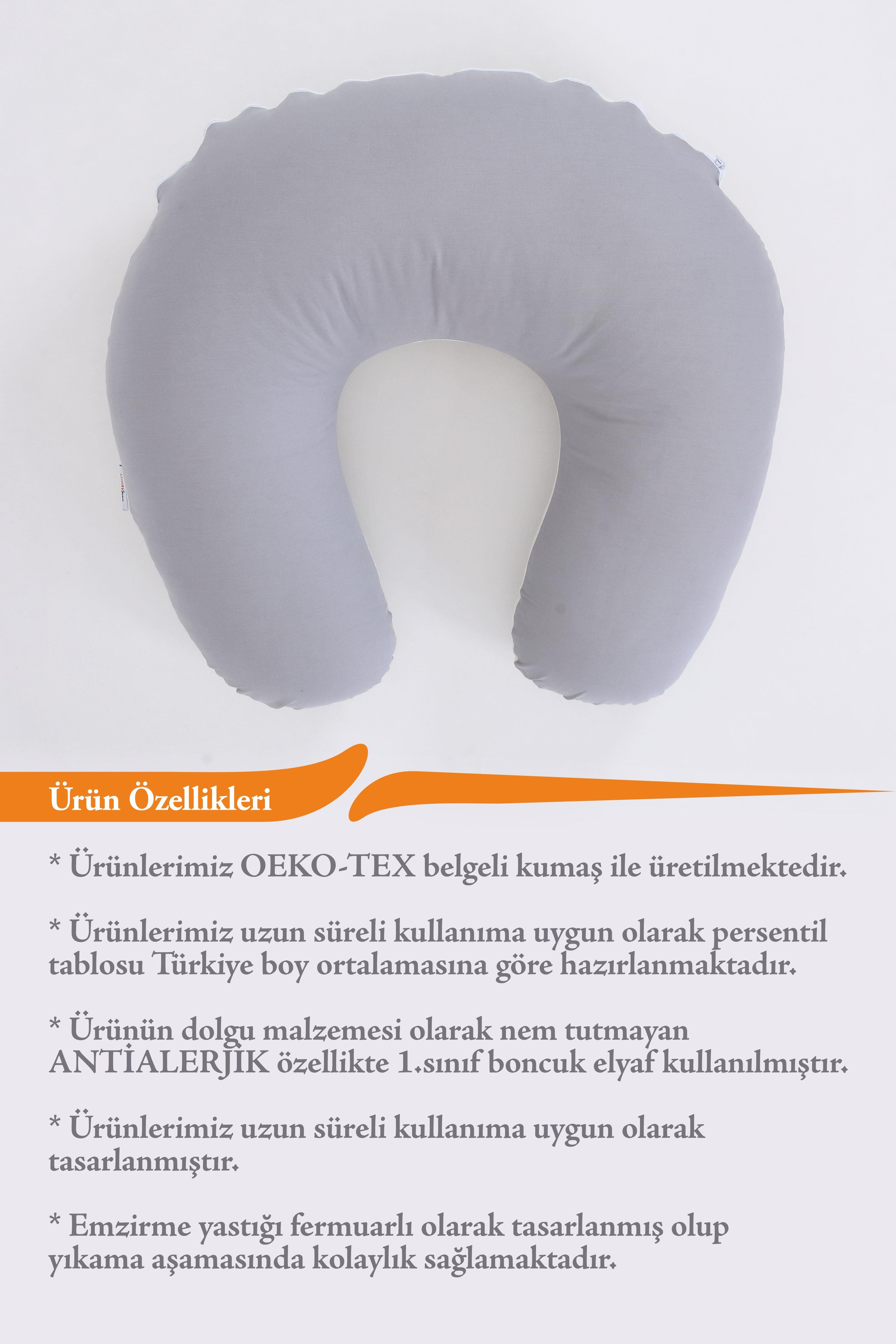 Umay BebekEmzirme Yastığı Minderi (Gri Krem)