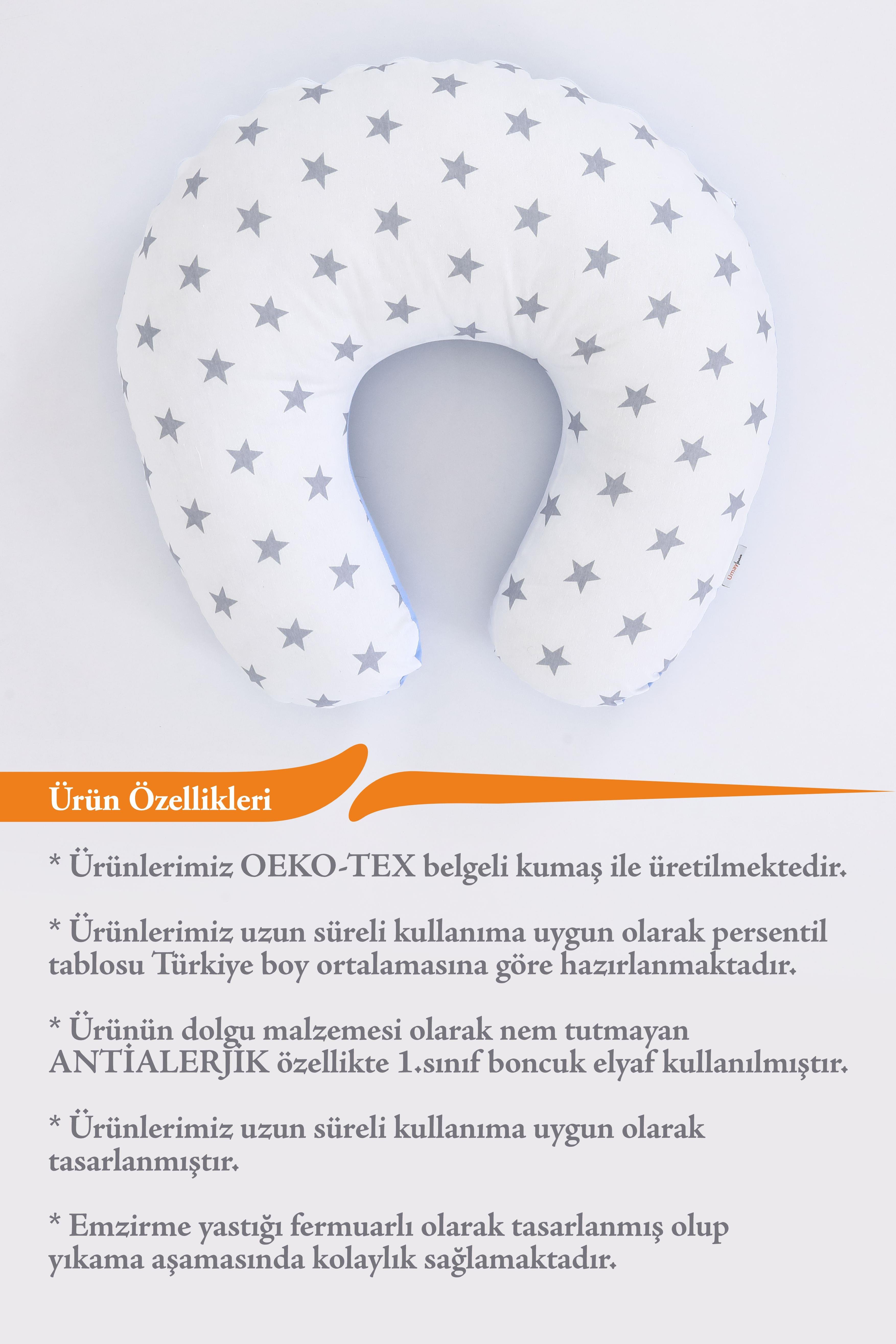 Umay BebekEmzirme Yastığı Minderi (Mavi/Beyaz Yıldız)
