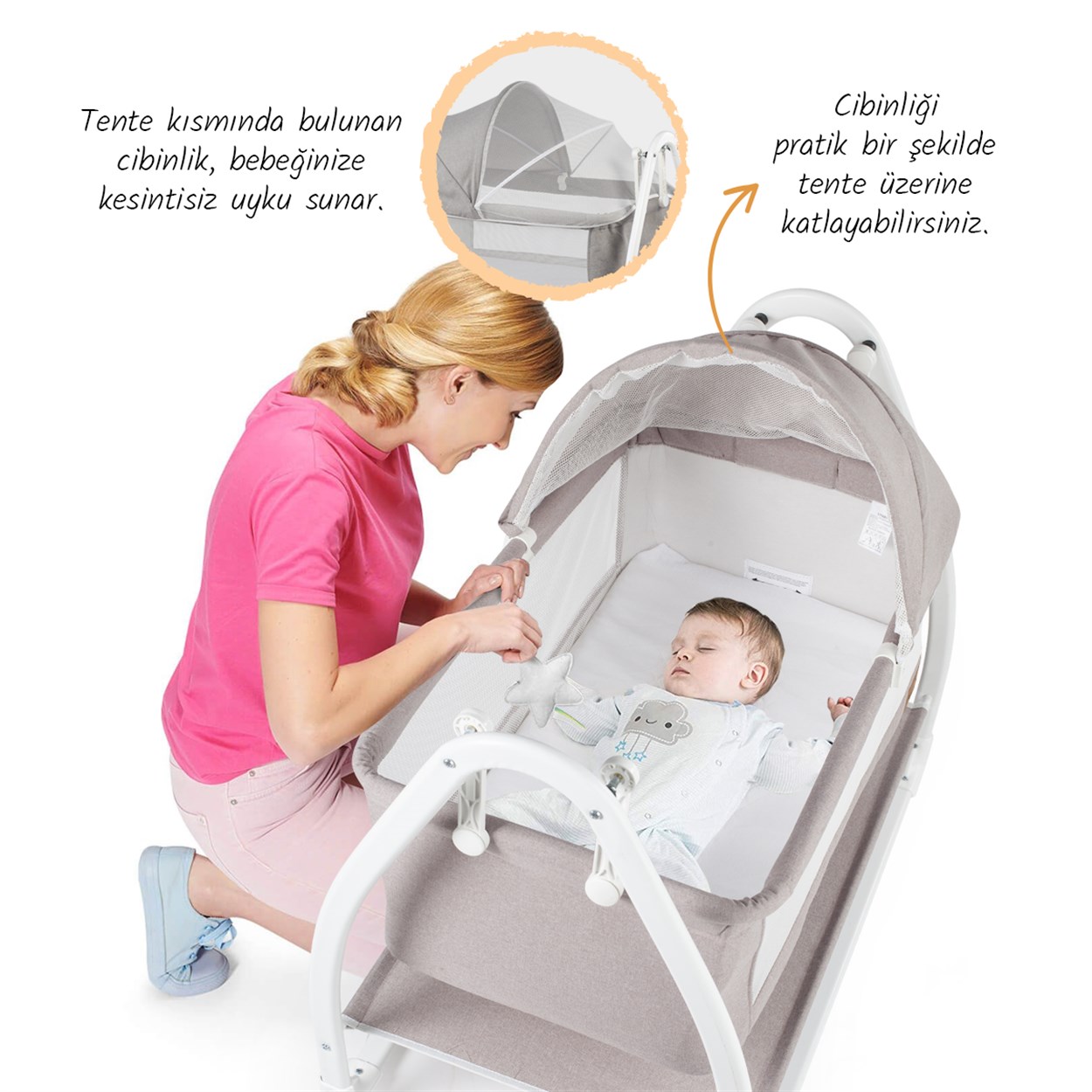 Umay BebekGold Anne Yanı Beşik (Lacivert)