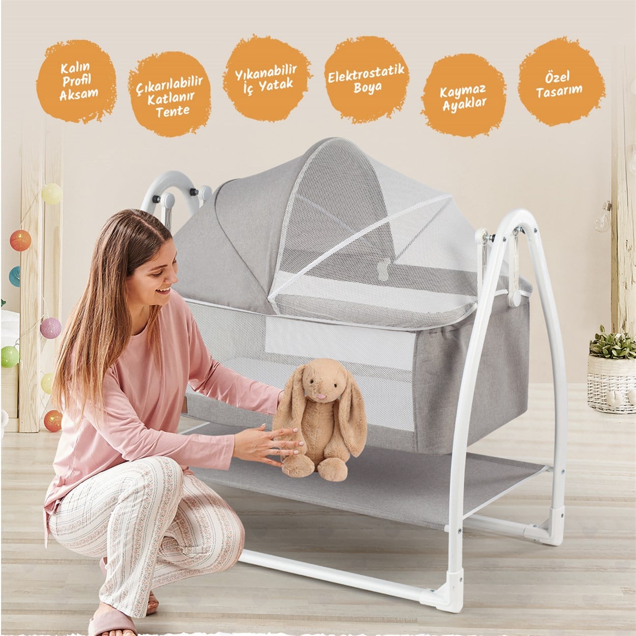 Umay BebekGold Anne Yanı Beşik (Lacivert)