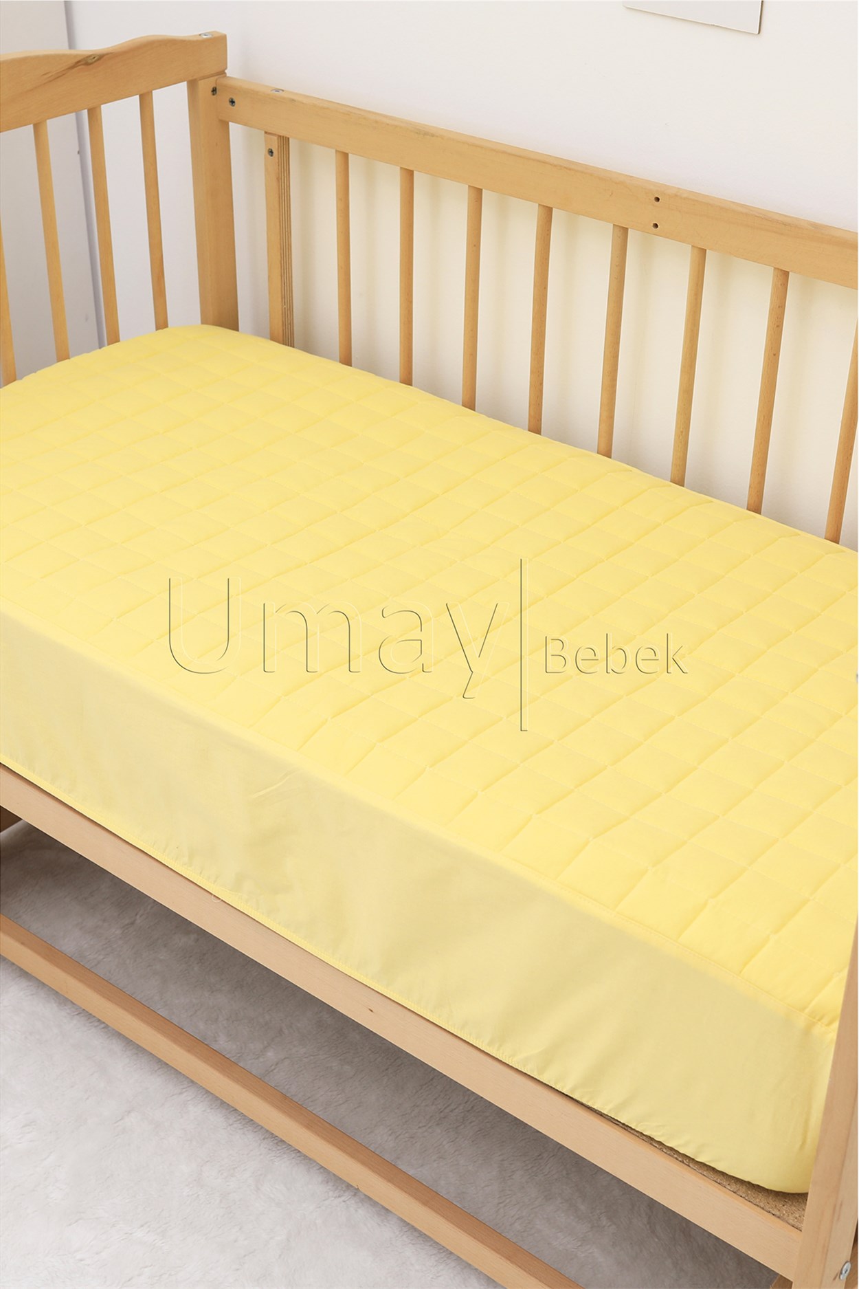 Umay BebekKapitoneli Lastikli Çarşaf Beşik Çarşafı %100 Pamuk (Sarı)